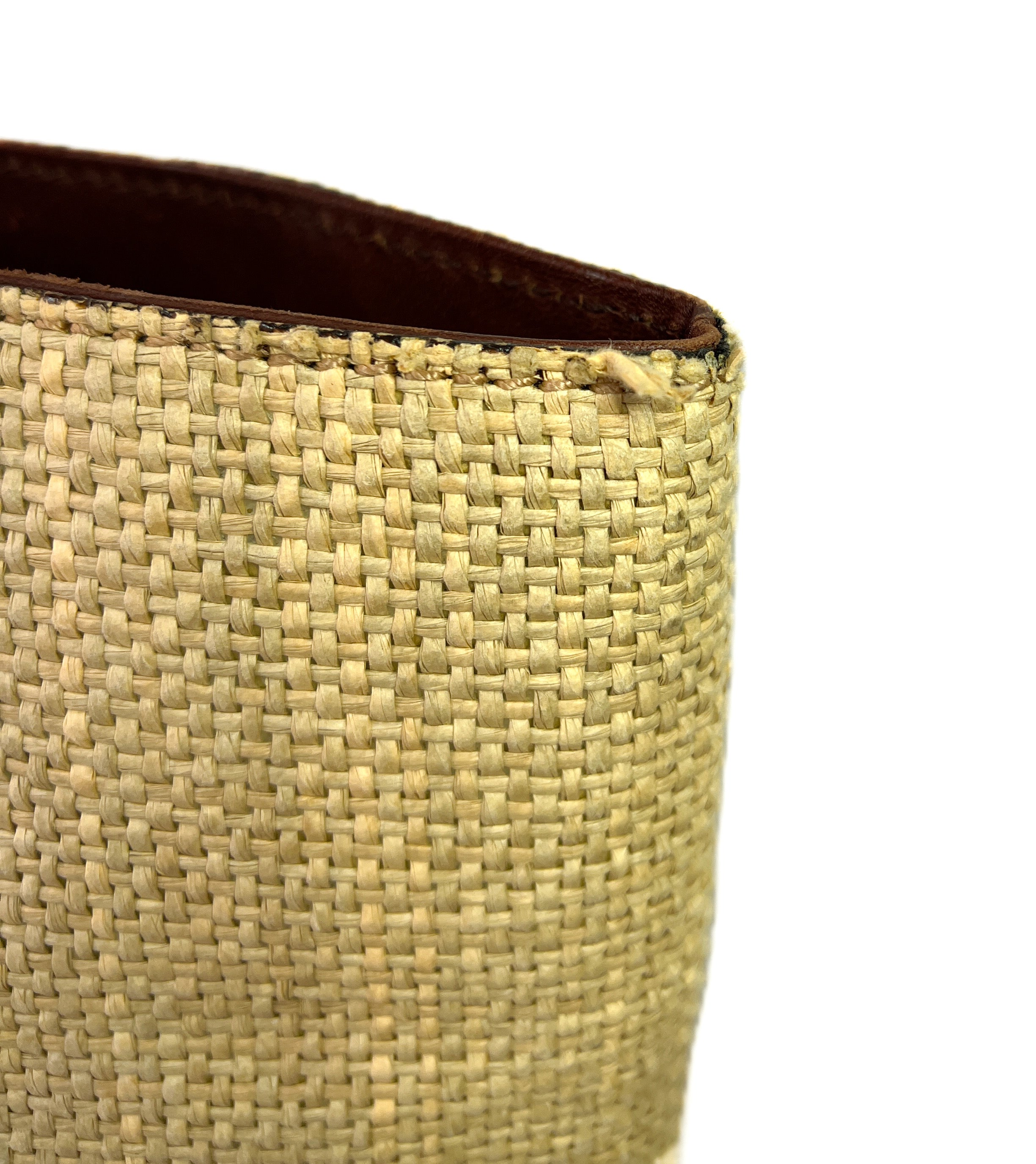 Chanel natural raffia and leather tote