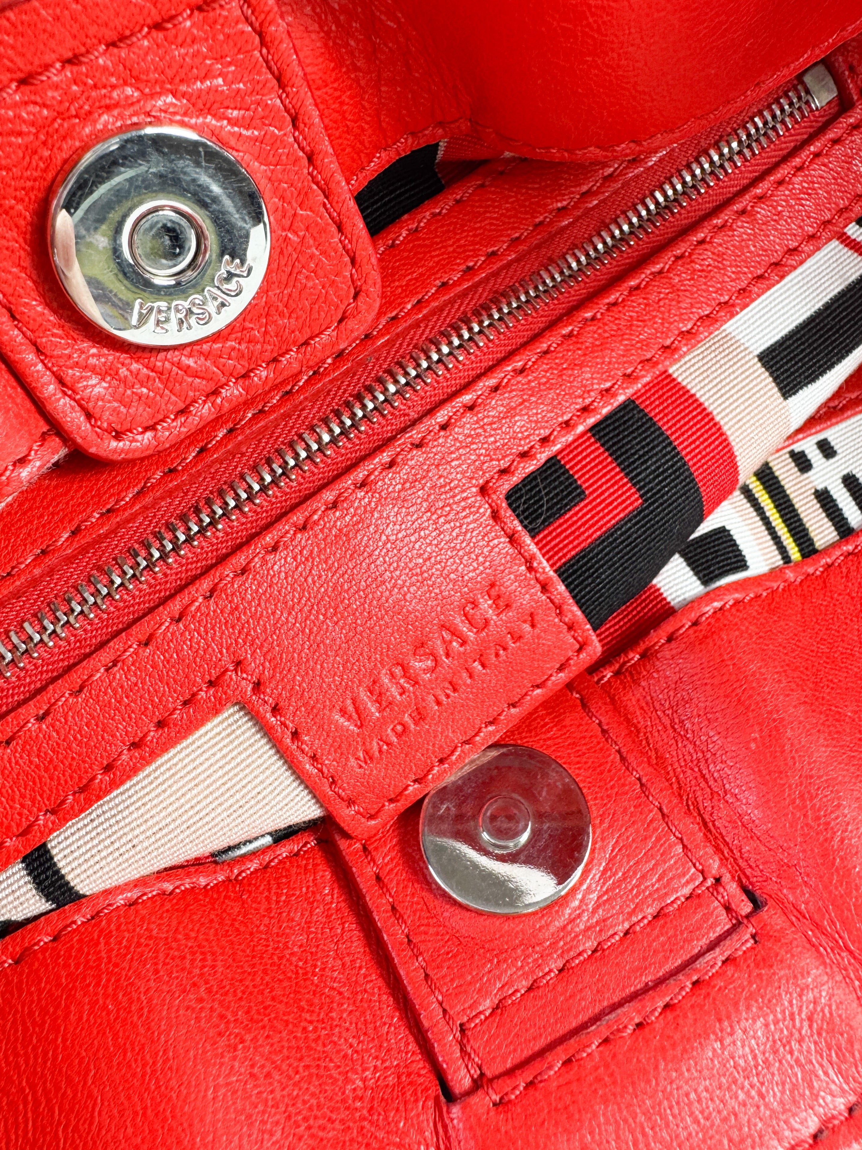 Versace red leather shoulder bag