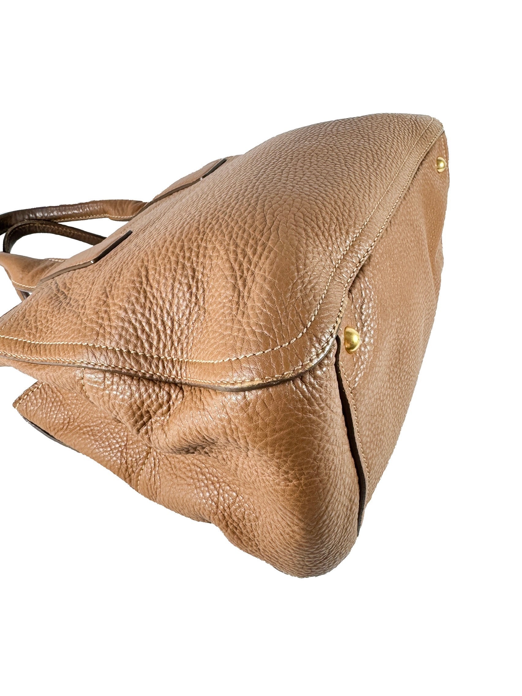 Miu Miu brown pebbled leather tote 56