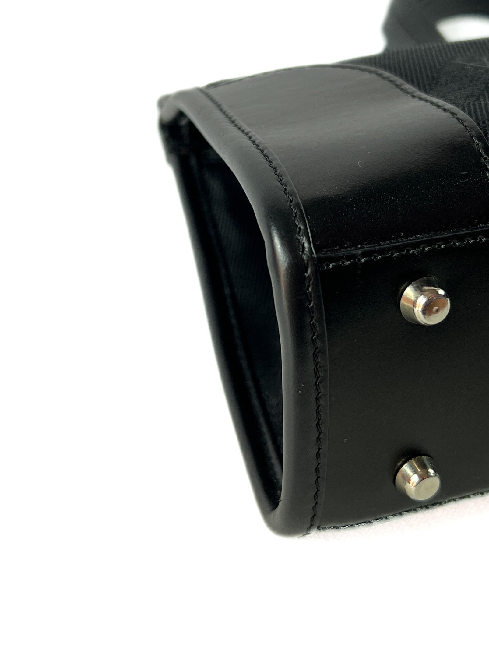 Emporio Armani black canvas leather top handle bag