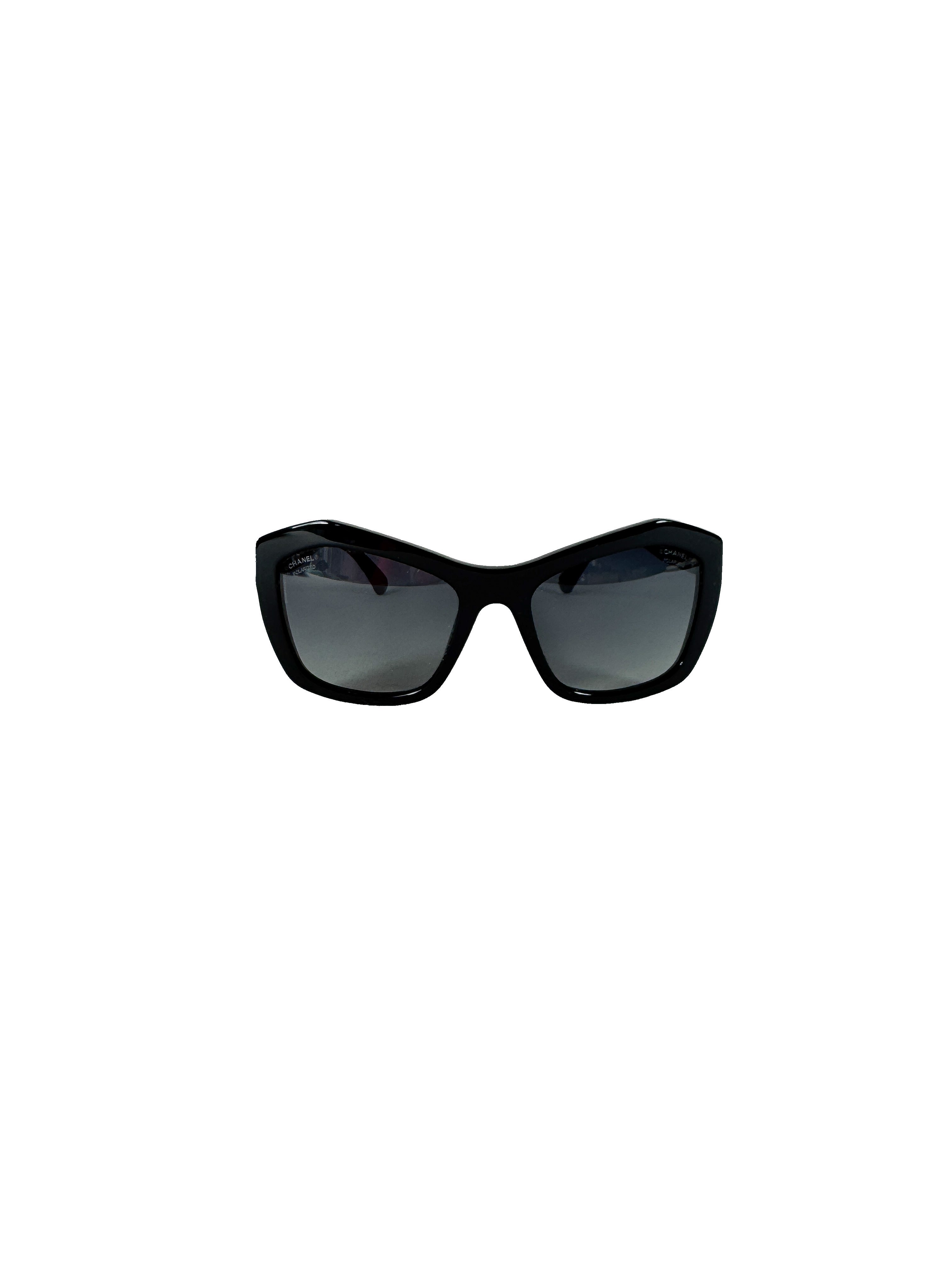 Chanel black lace effect sunglasses 5296