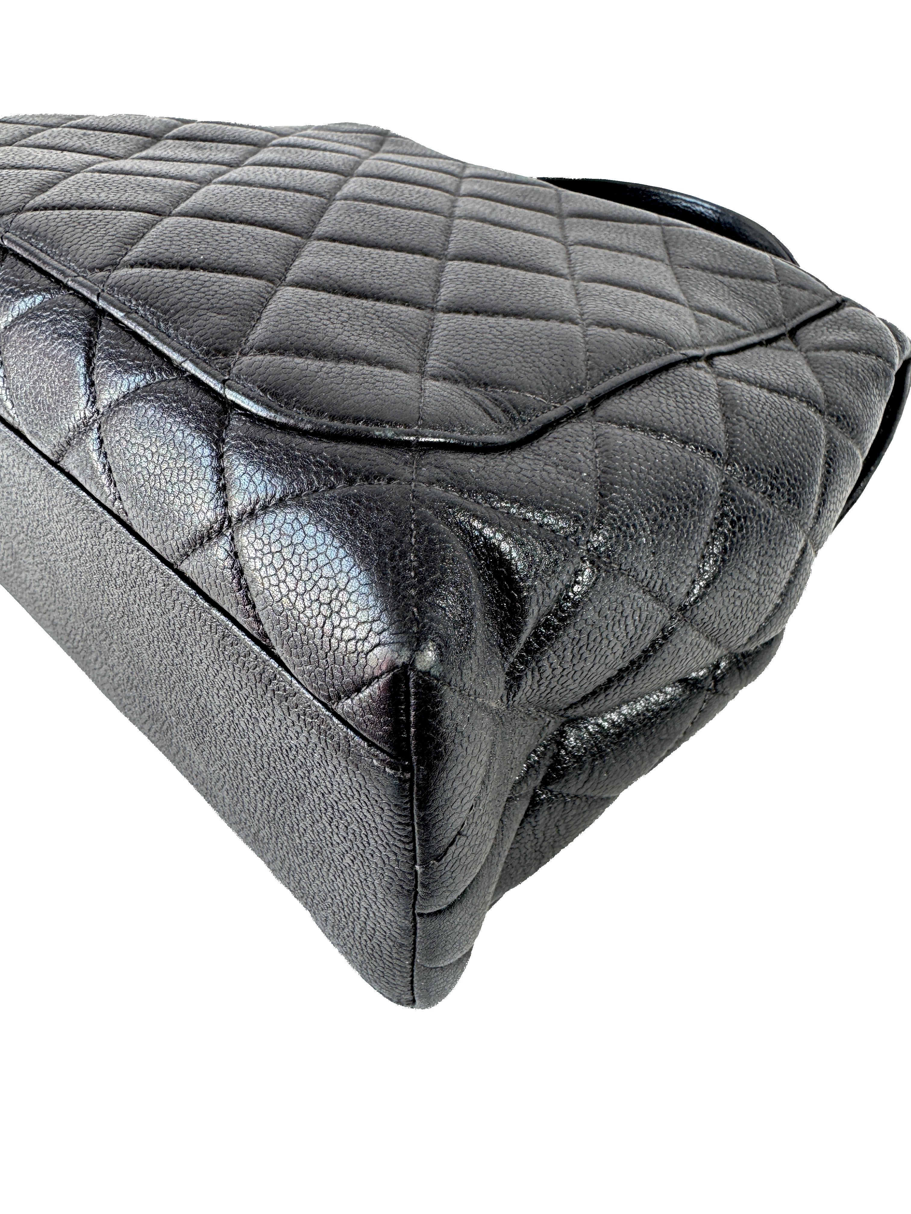 Chanel Caviar Quilted Jumbo Kelly Flap Black  4367160