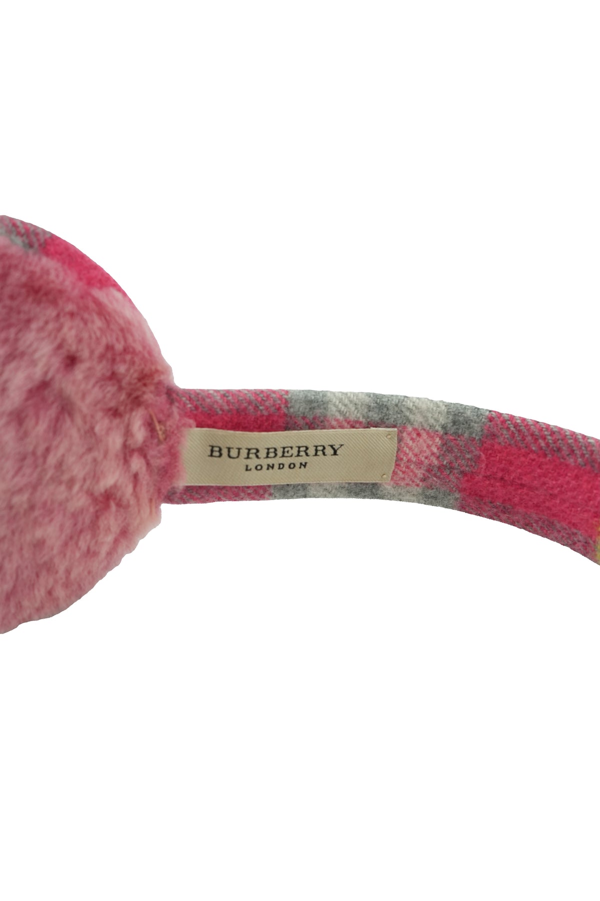 Burberry pink plaid cashmere earmuffs