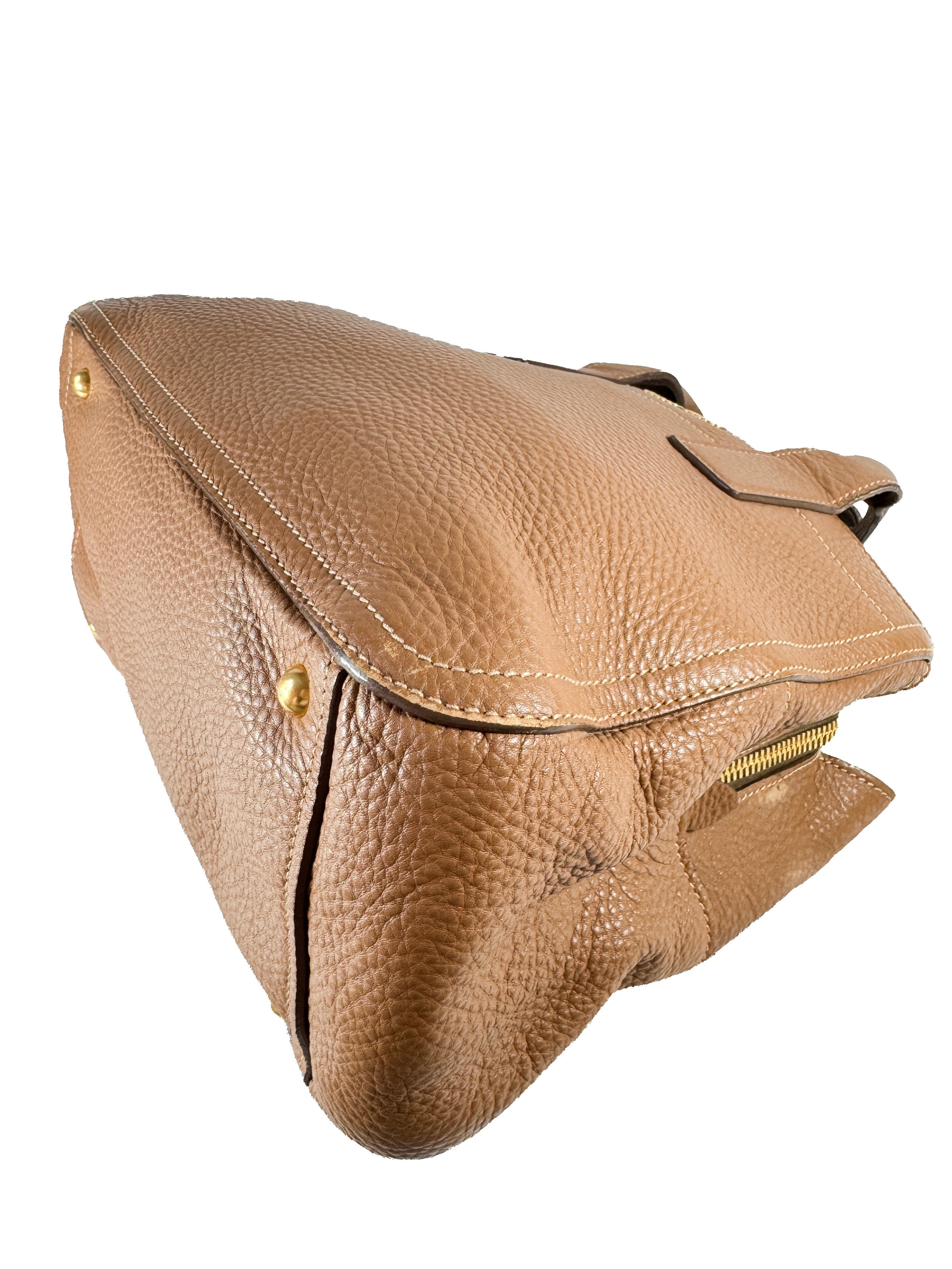 Miu Miu brown pebbled leather tote 56