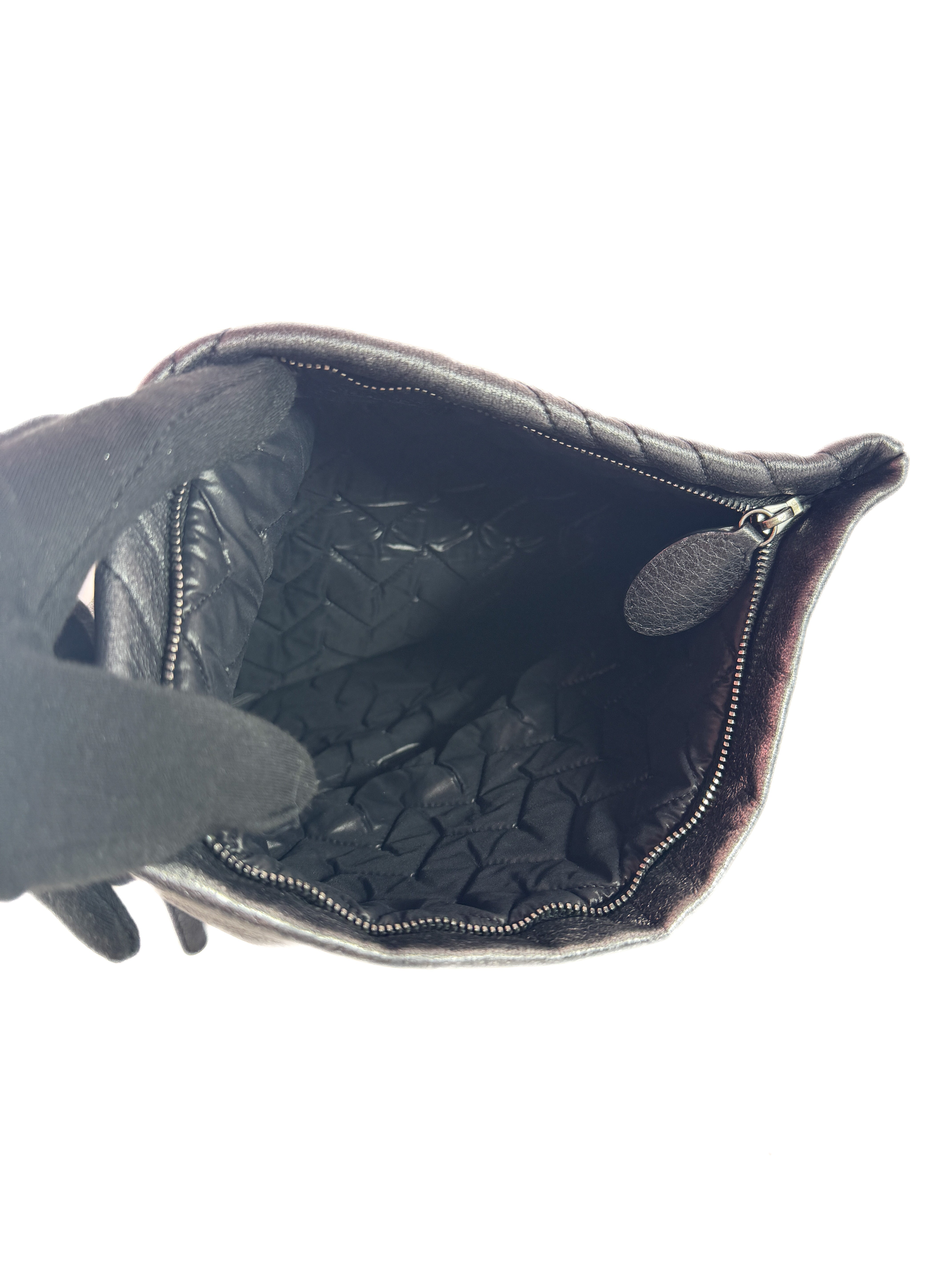 Chanel pewter chevron CC beauty clutch 21254464