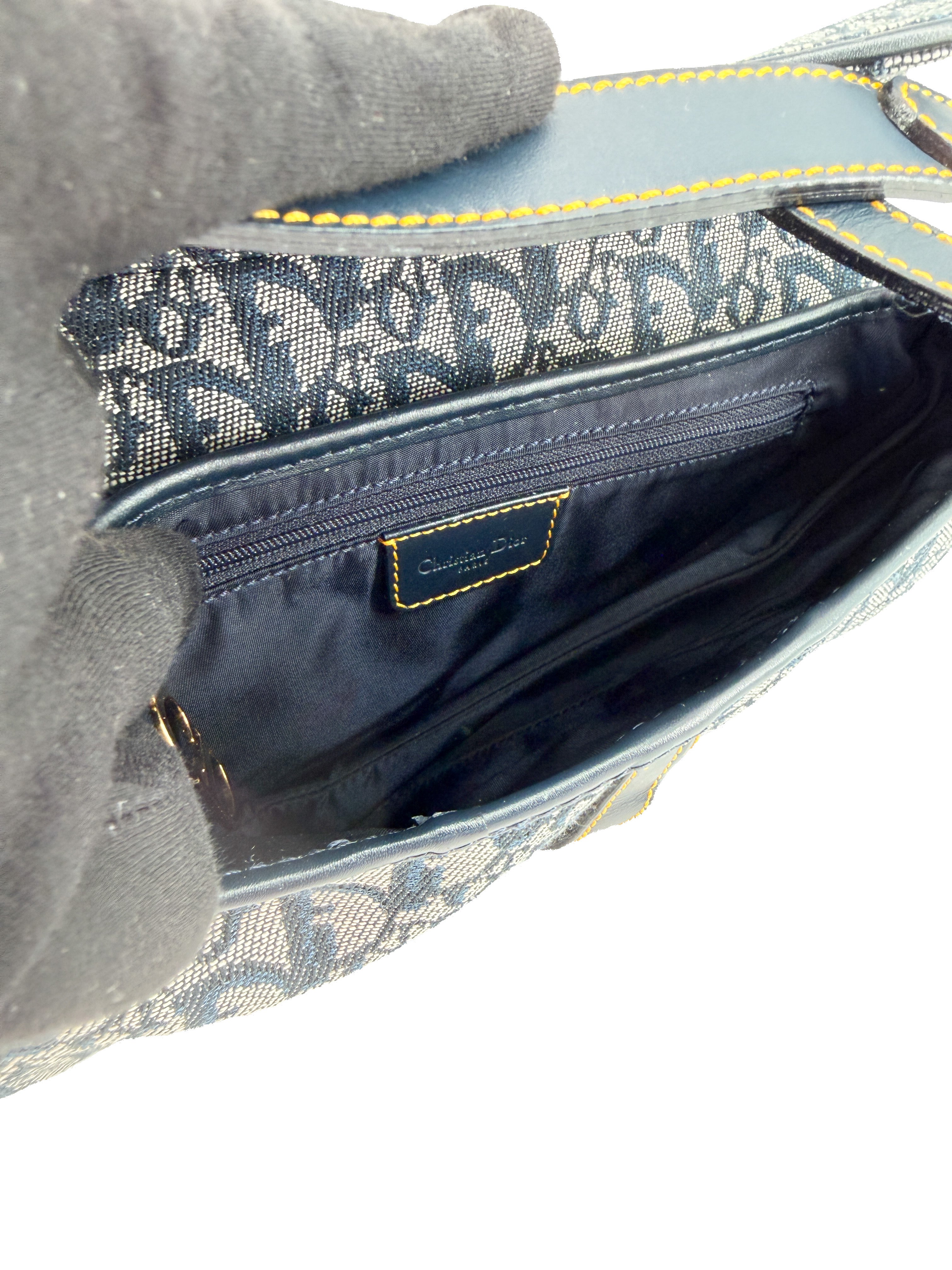 Dior vintage navy oblique saddle bag RU 0012