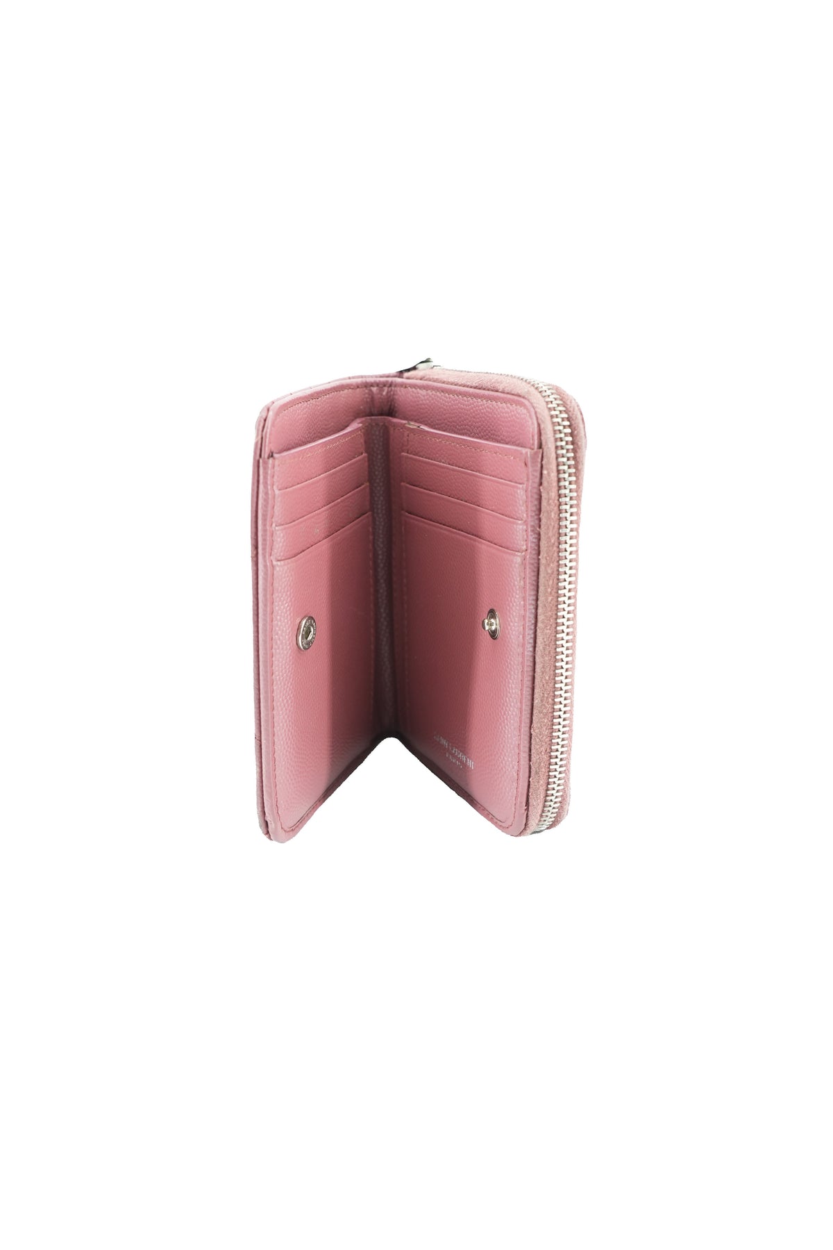 Saint Laurent pink quilted Cassandre compact wallet 0617