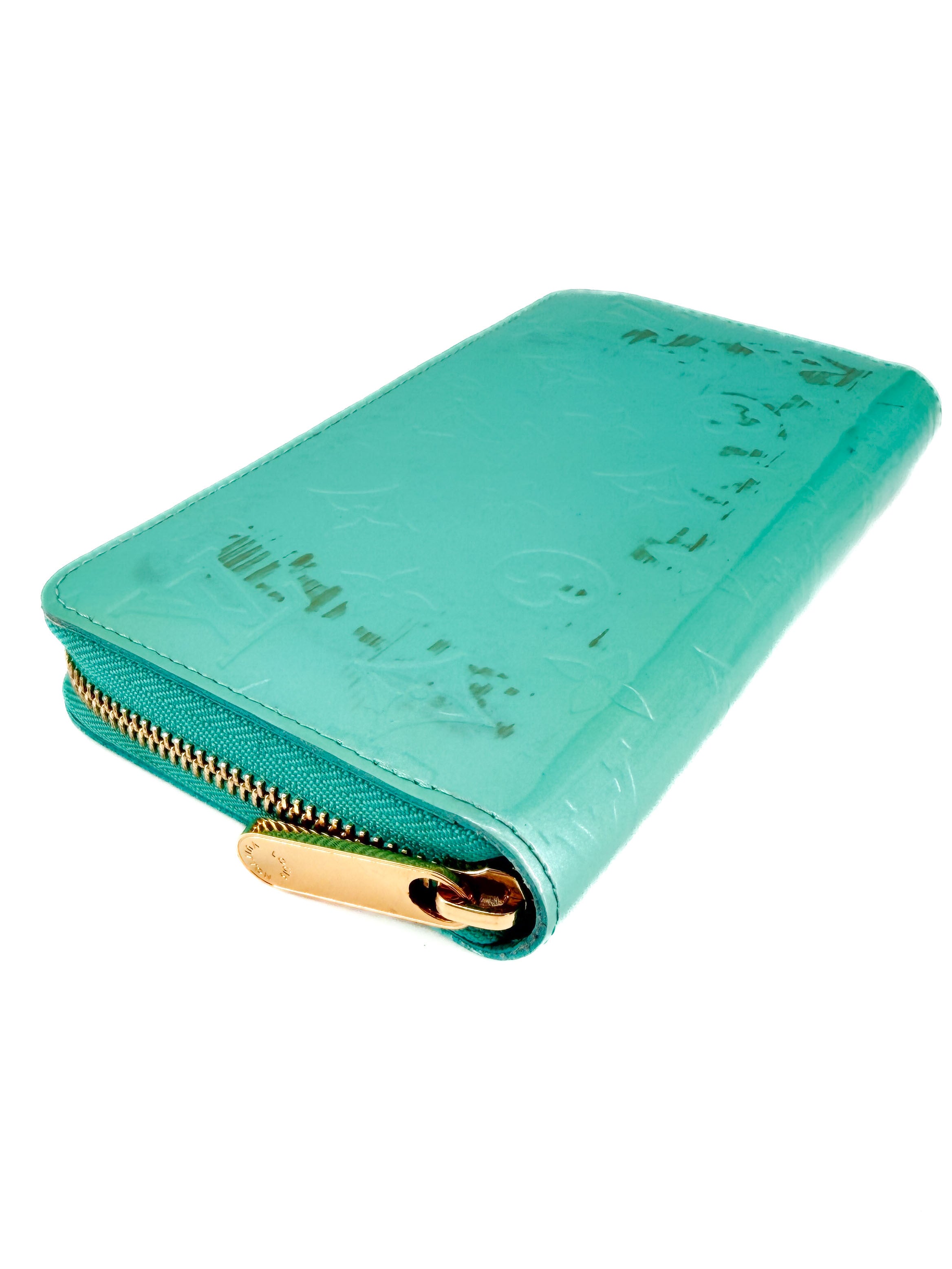Louis Vuitton monogram vernis turquoise zippy wallet CA1122 *as is*