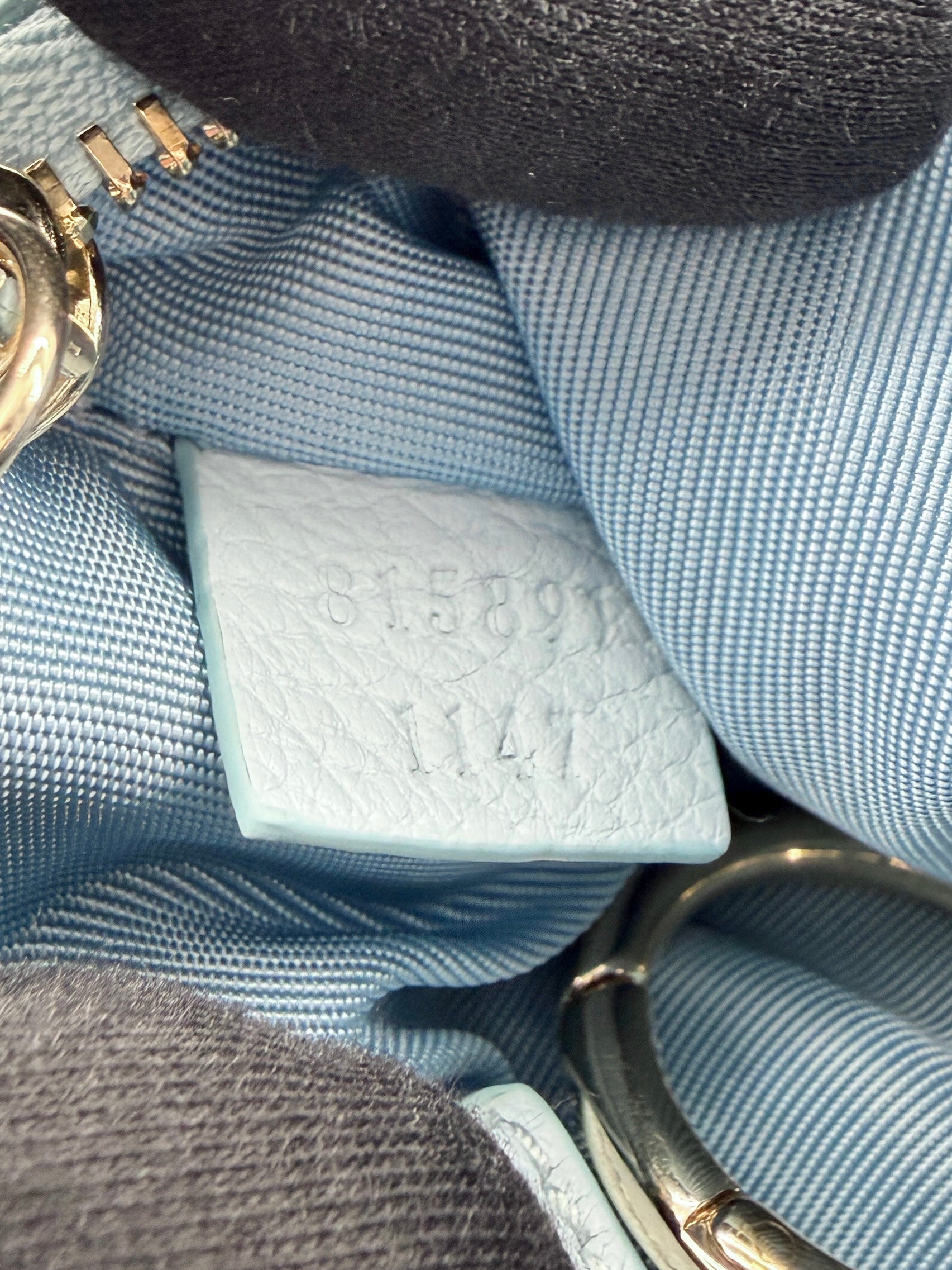 Gucci light blue leather Emblem zip key case 815891 1147
