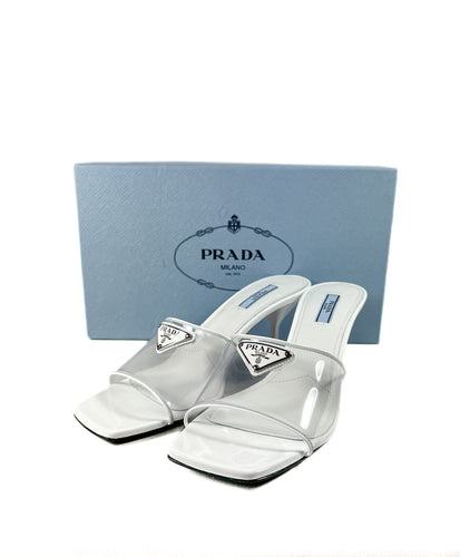 Prada plexiglass white 65MM slides size 40 NEW