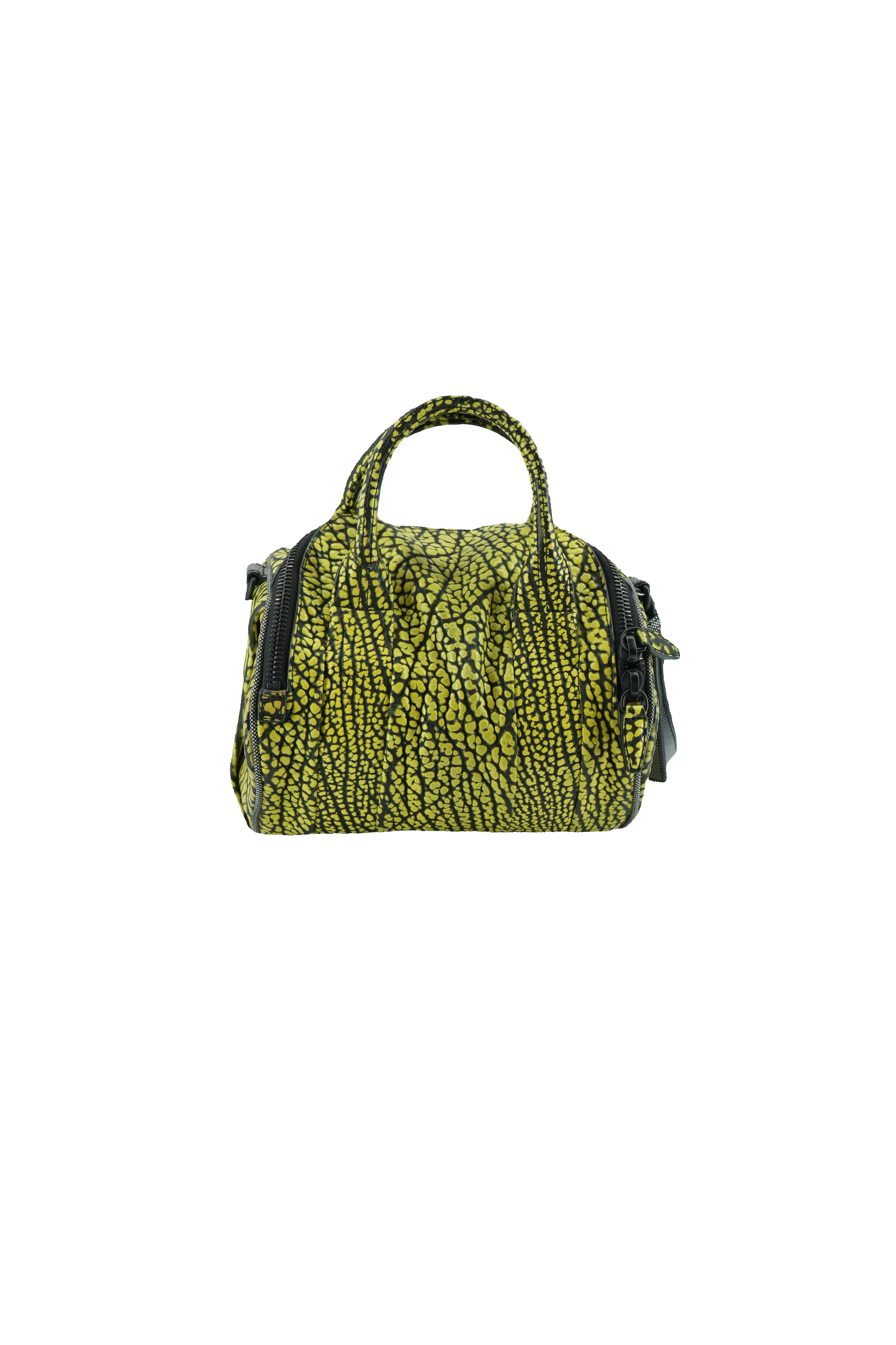 Alexander Wang neon green black Rockie satchel