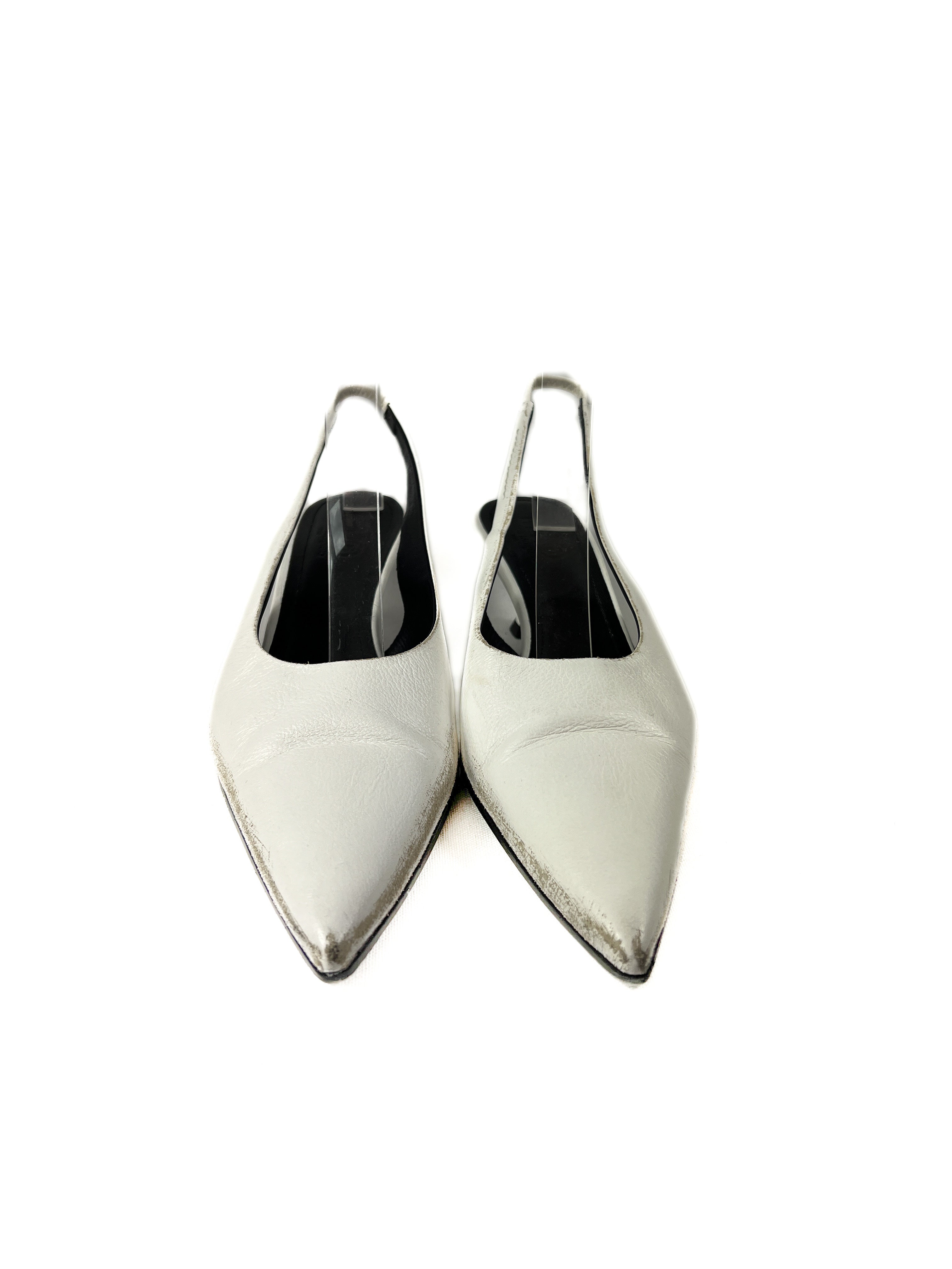 MM6 Maison Margiela white distressed slingback pumps size 40 retail $595
