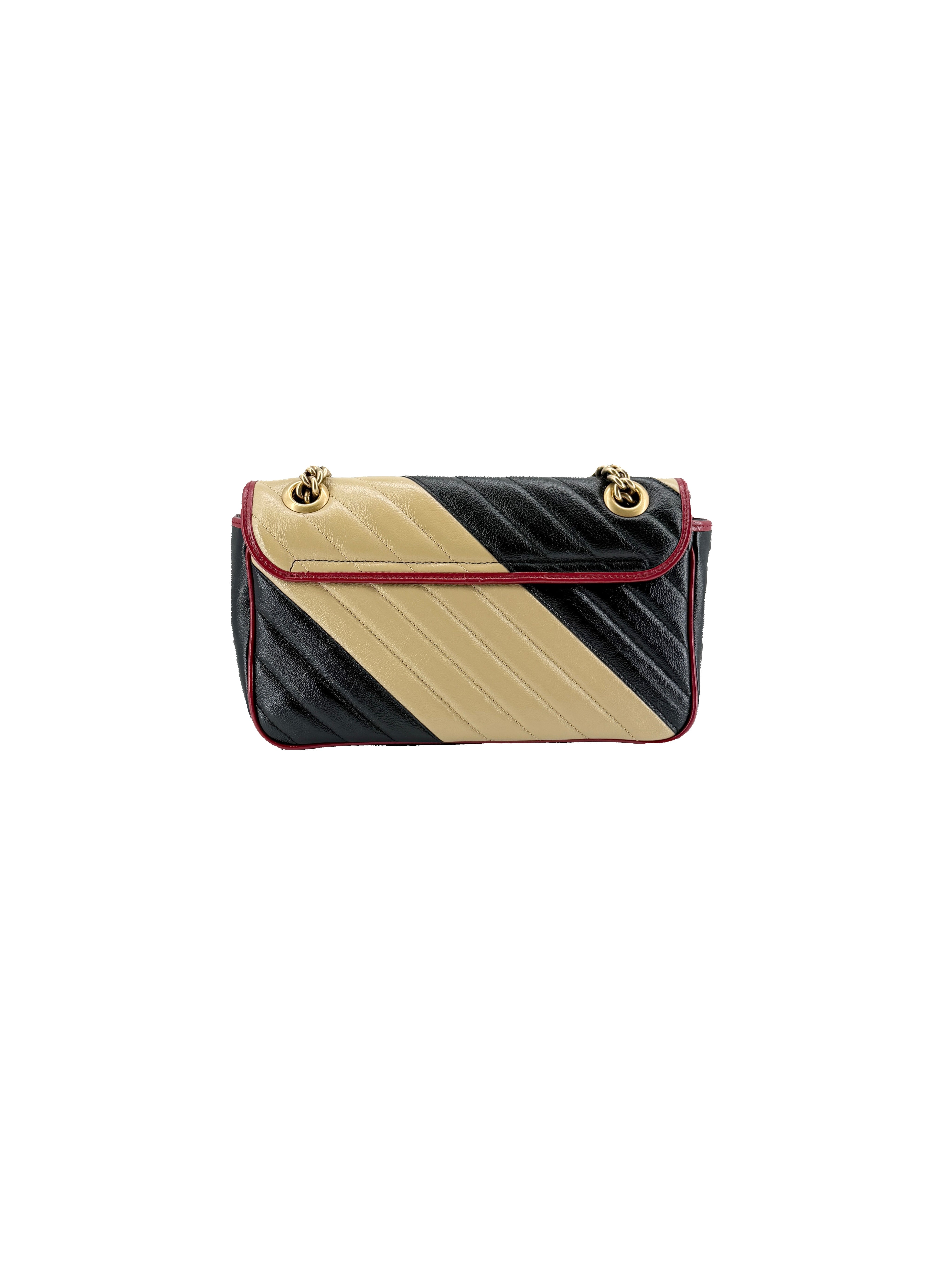 Gucci cream, black GG quilted Marmont flap shoulder bag 443497 520981