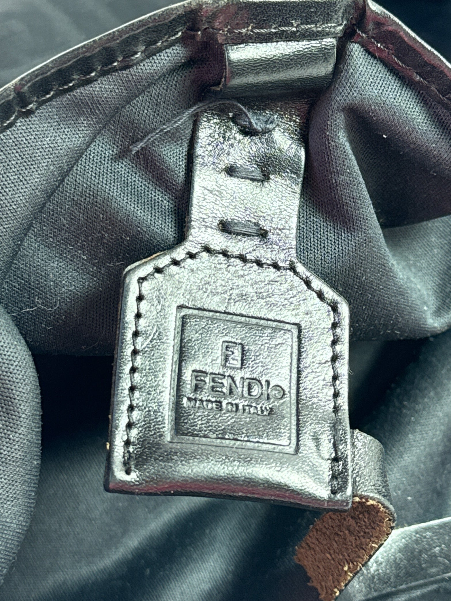 Fendi black zucca medium roll tote