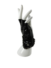 Chanel black patent leather fingerless gloves size 7.5