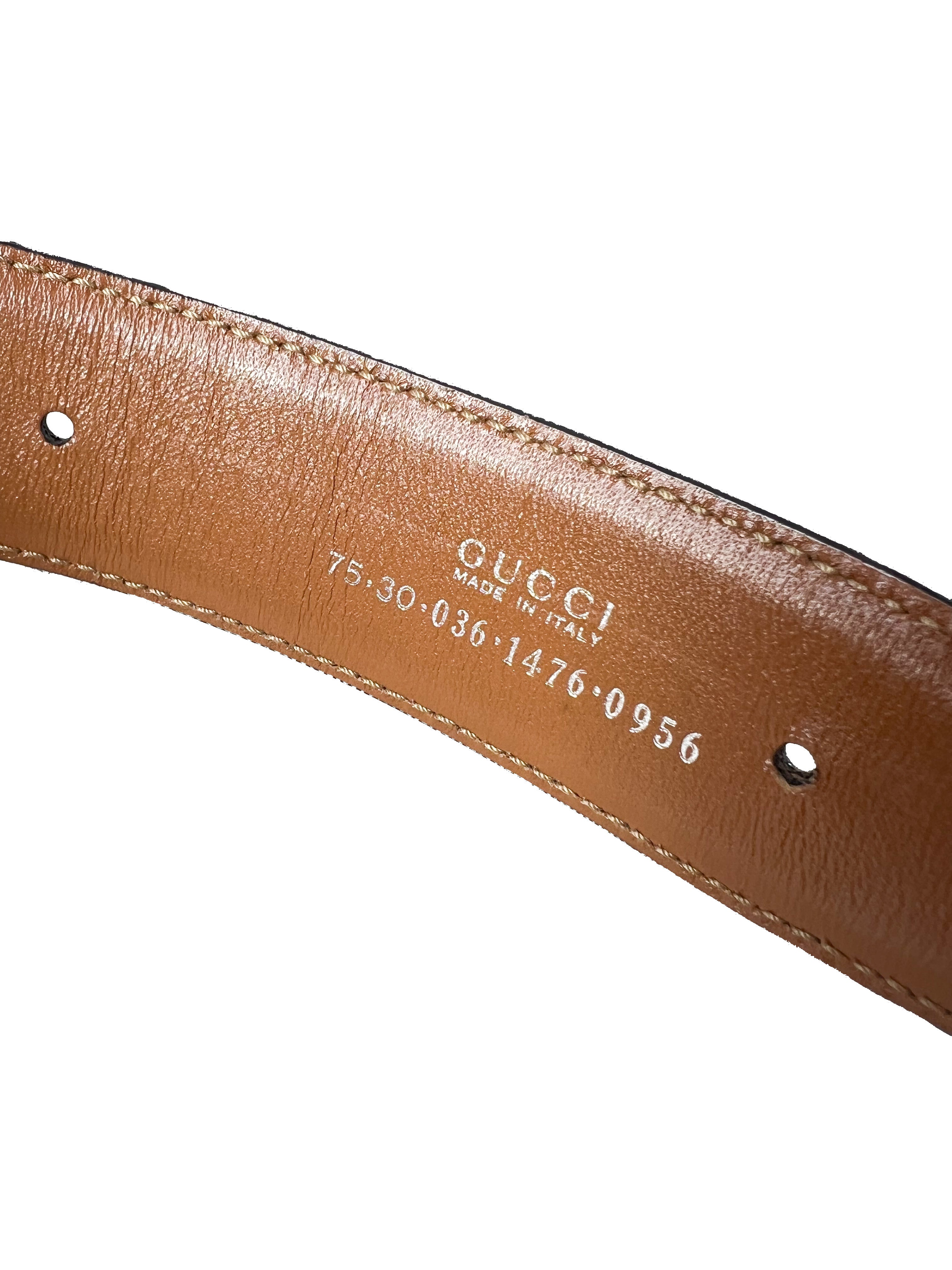 Gucci black/brown reversible leather belt size 80