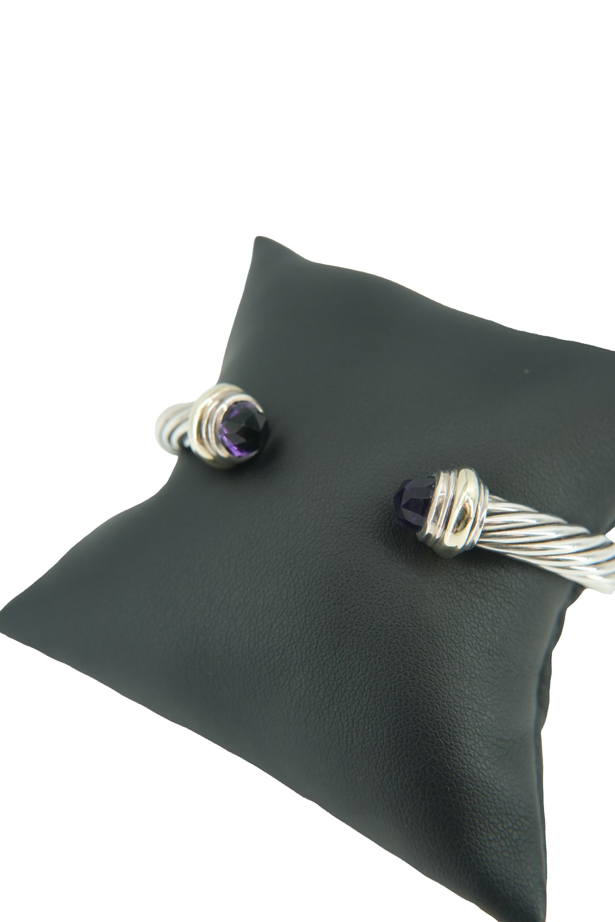 David Yurman sterling silver, yellow gold, amethyst cable classic bracelet 7mm