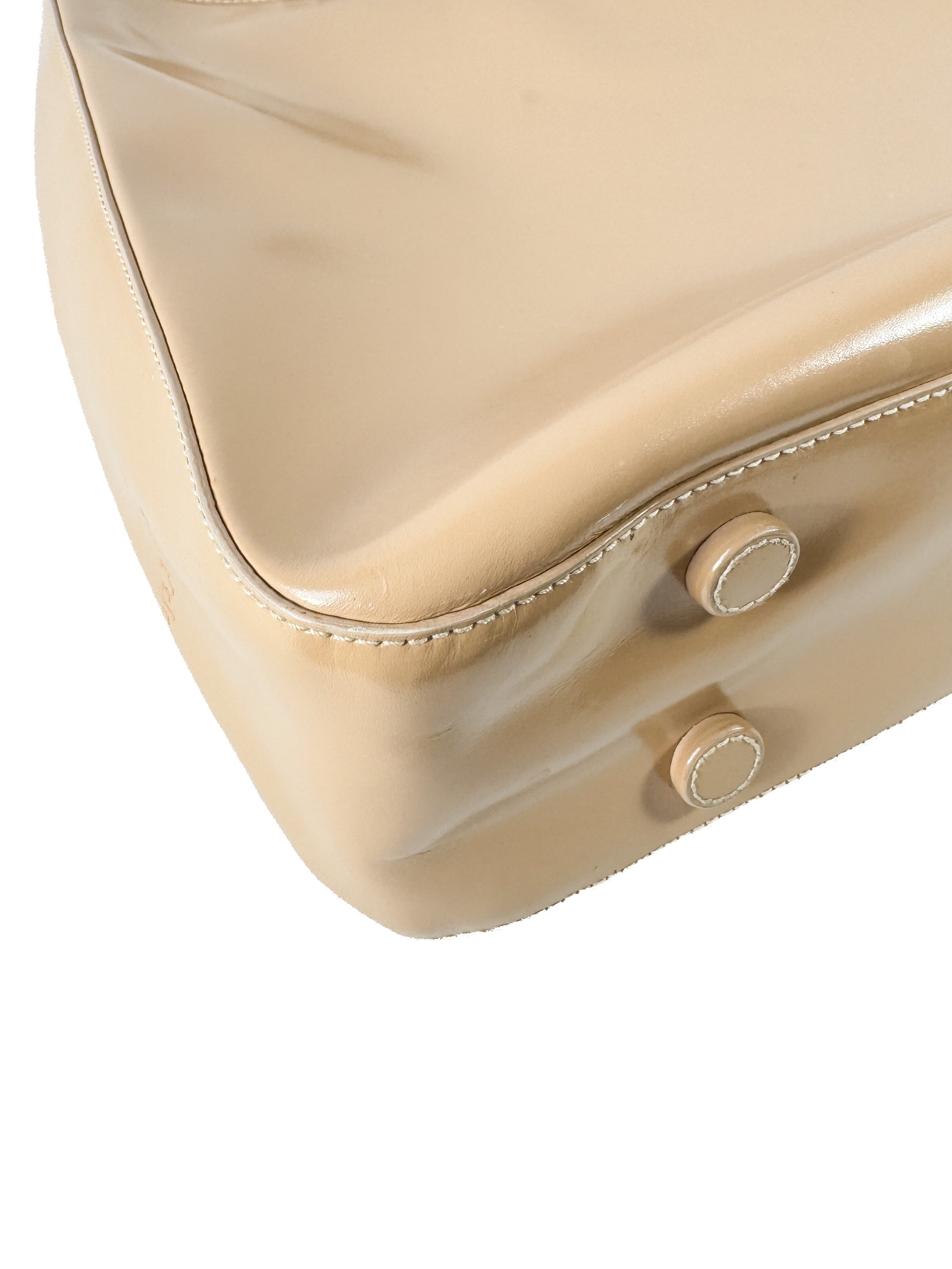 Prada beige patent leather Vitello Acciaio hobo 50