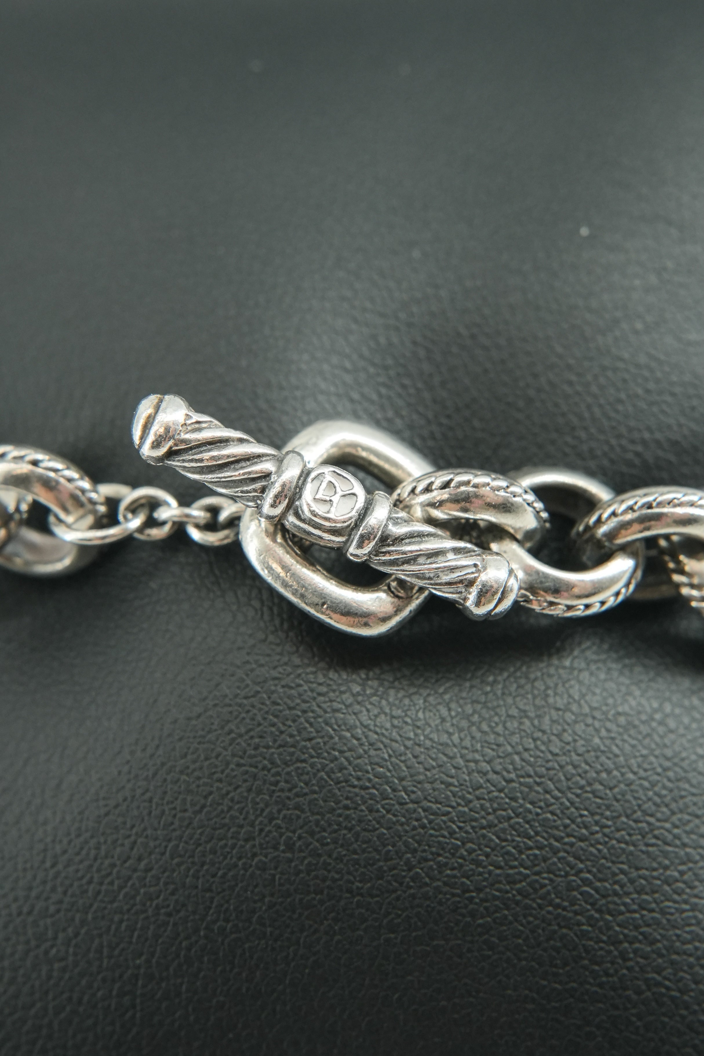 David Yurman sterling silver, pearl, blue topaz, 18k gold Old World charm bracelet