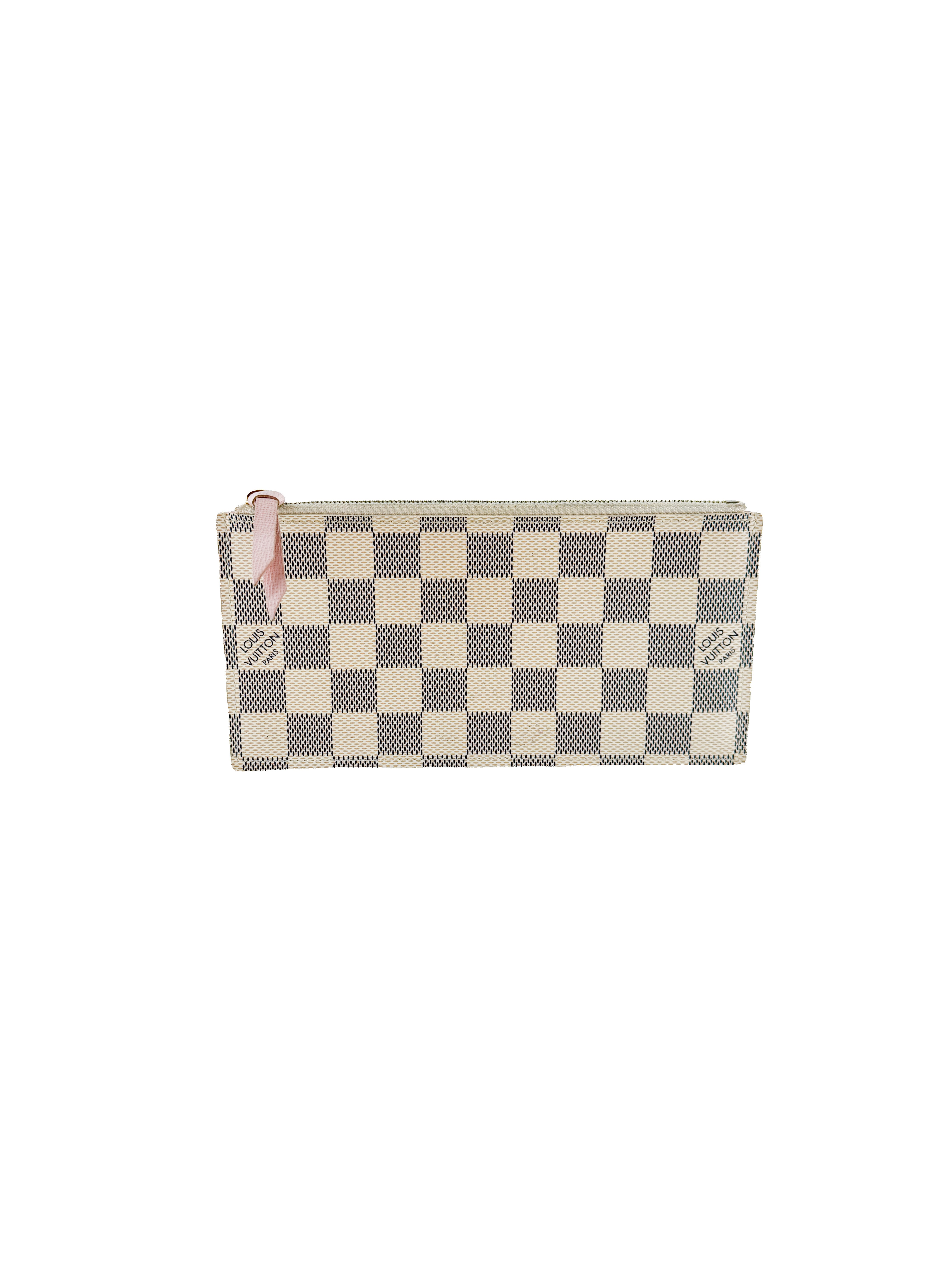 Louis Vuitton damier azur pochette Felicie chain wallet rose ballerine w/ inserts MI1250