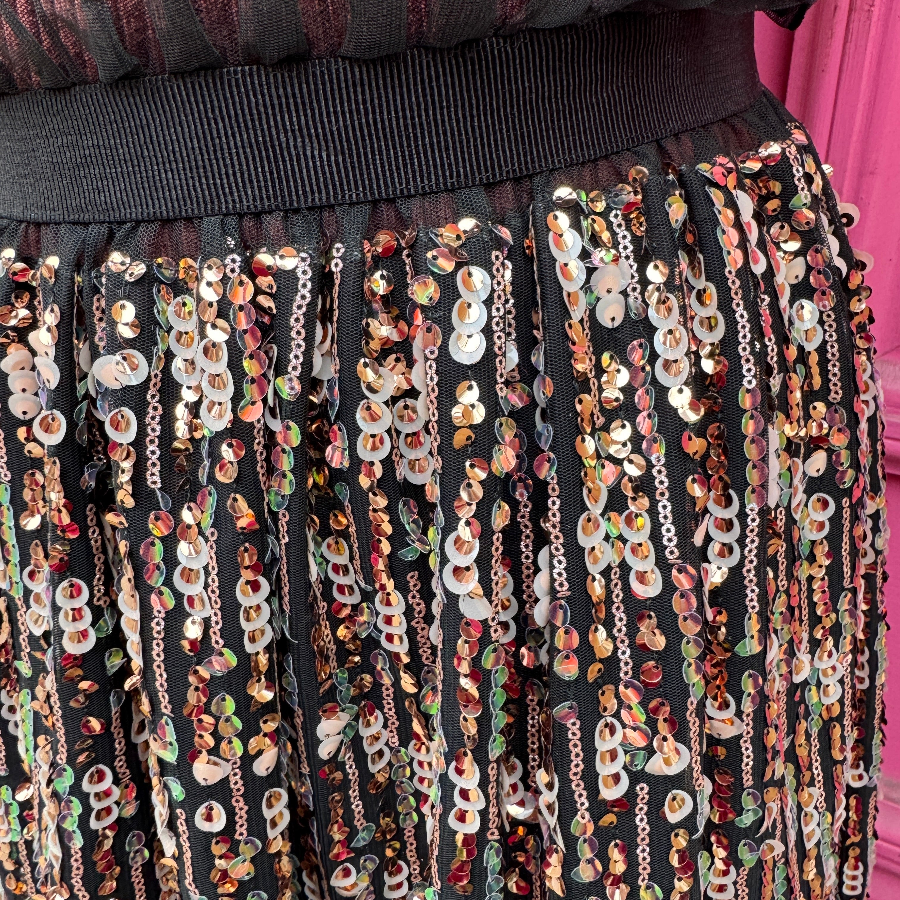 Corey Lynn Calter bronze sequined skirt size S NWT