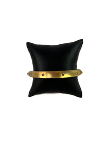 Alexis Bittar gold crystal studded lucite hinged bangle