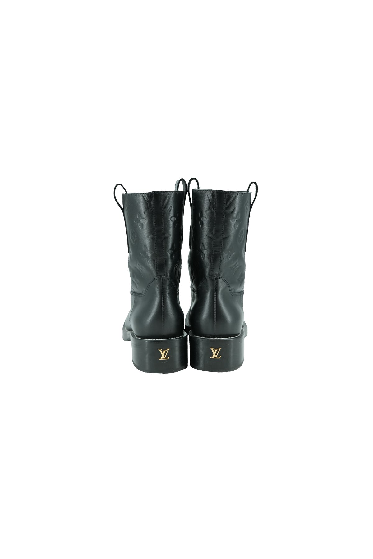 Louis Vuitton black leather monogram Downtown ankle boots size 39