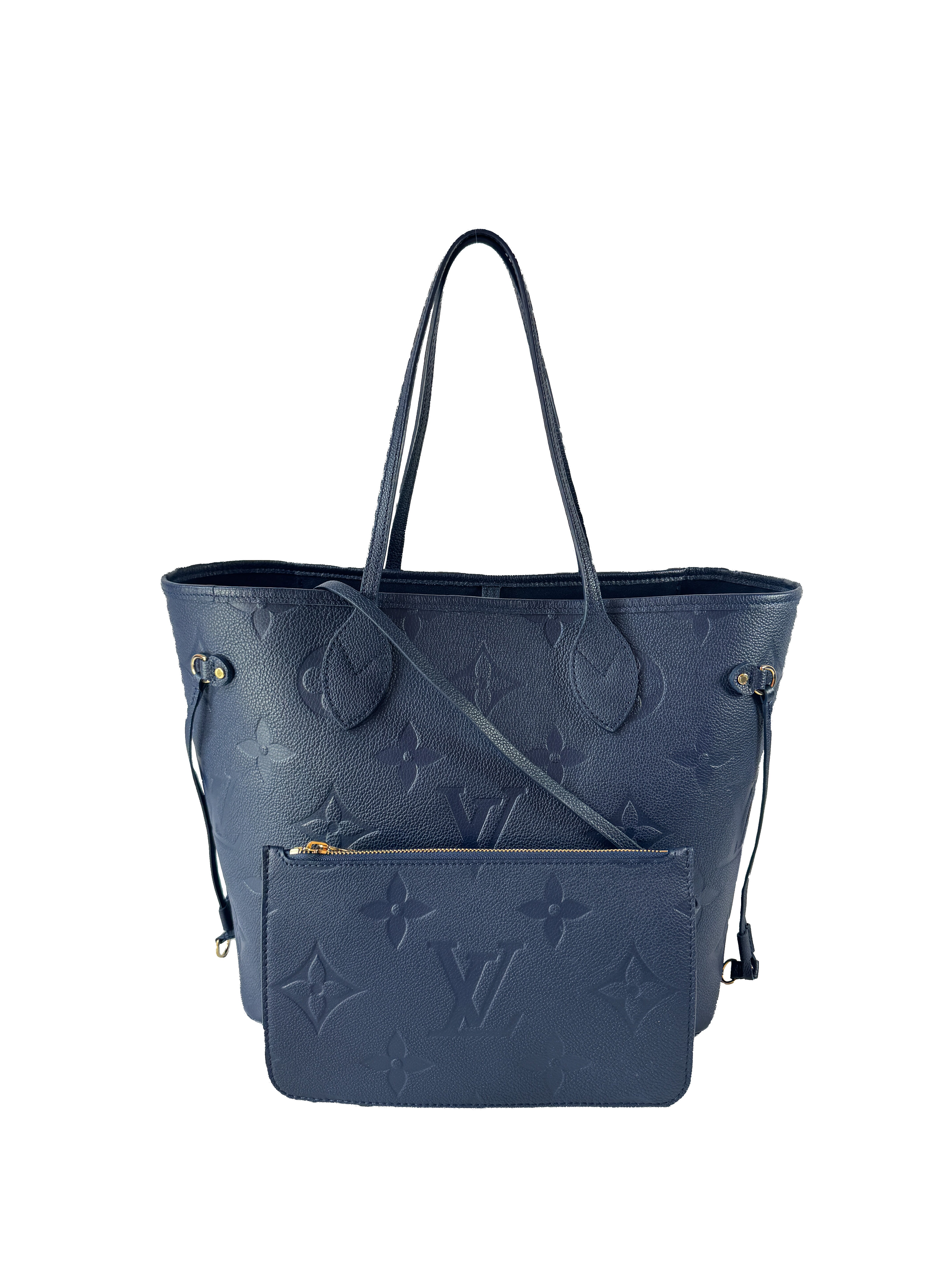 Louis Vuitton navy giant monogram empreinte Neverfull MM (NFC)