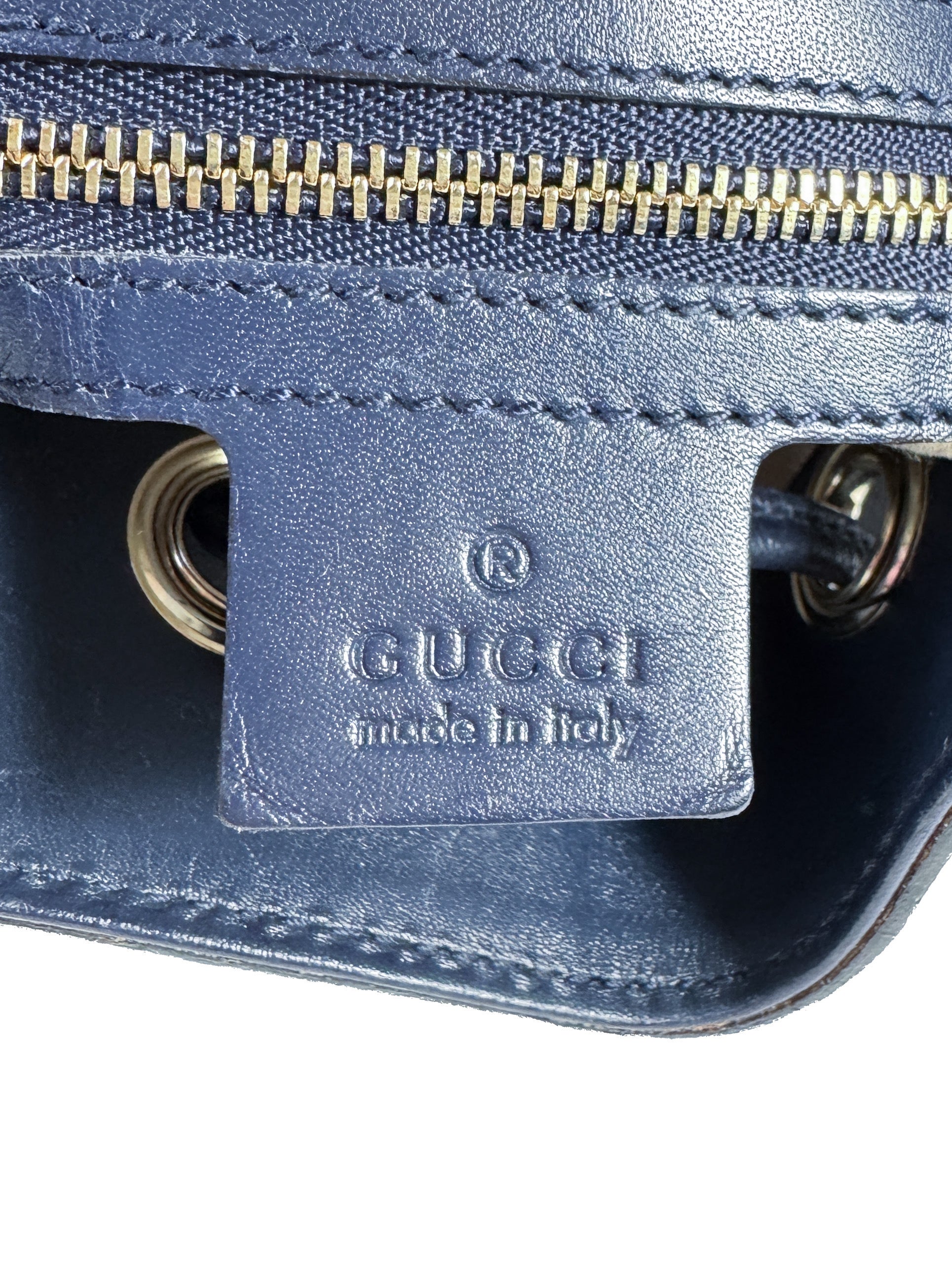 Gucci navy leather bucket bag 354228200047
