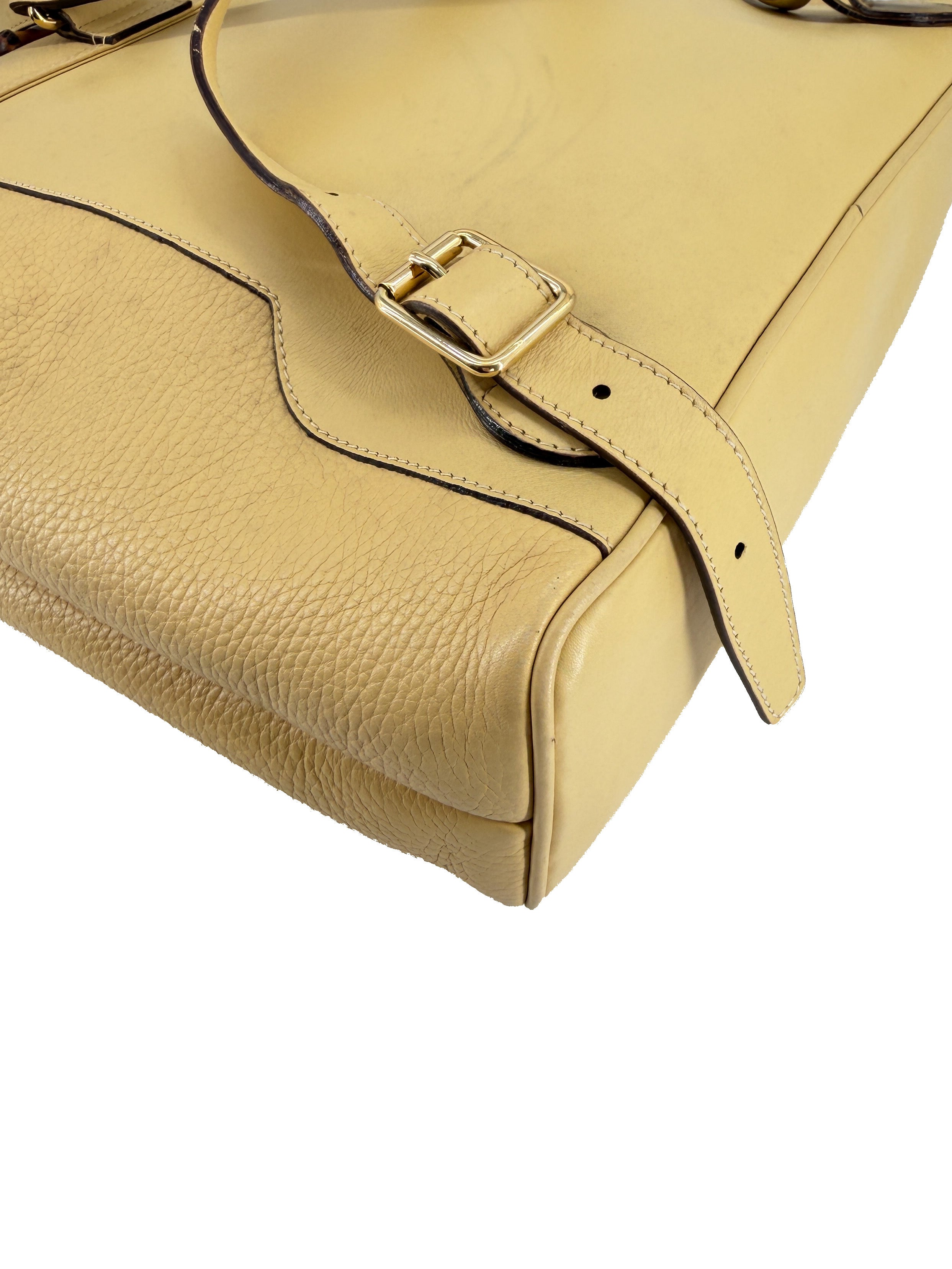 Gucci yellow leather vintage Bamboo backpack 003-58-0016