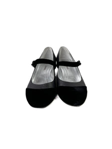 Chanel silver and black leather Mary Janes size 38.5