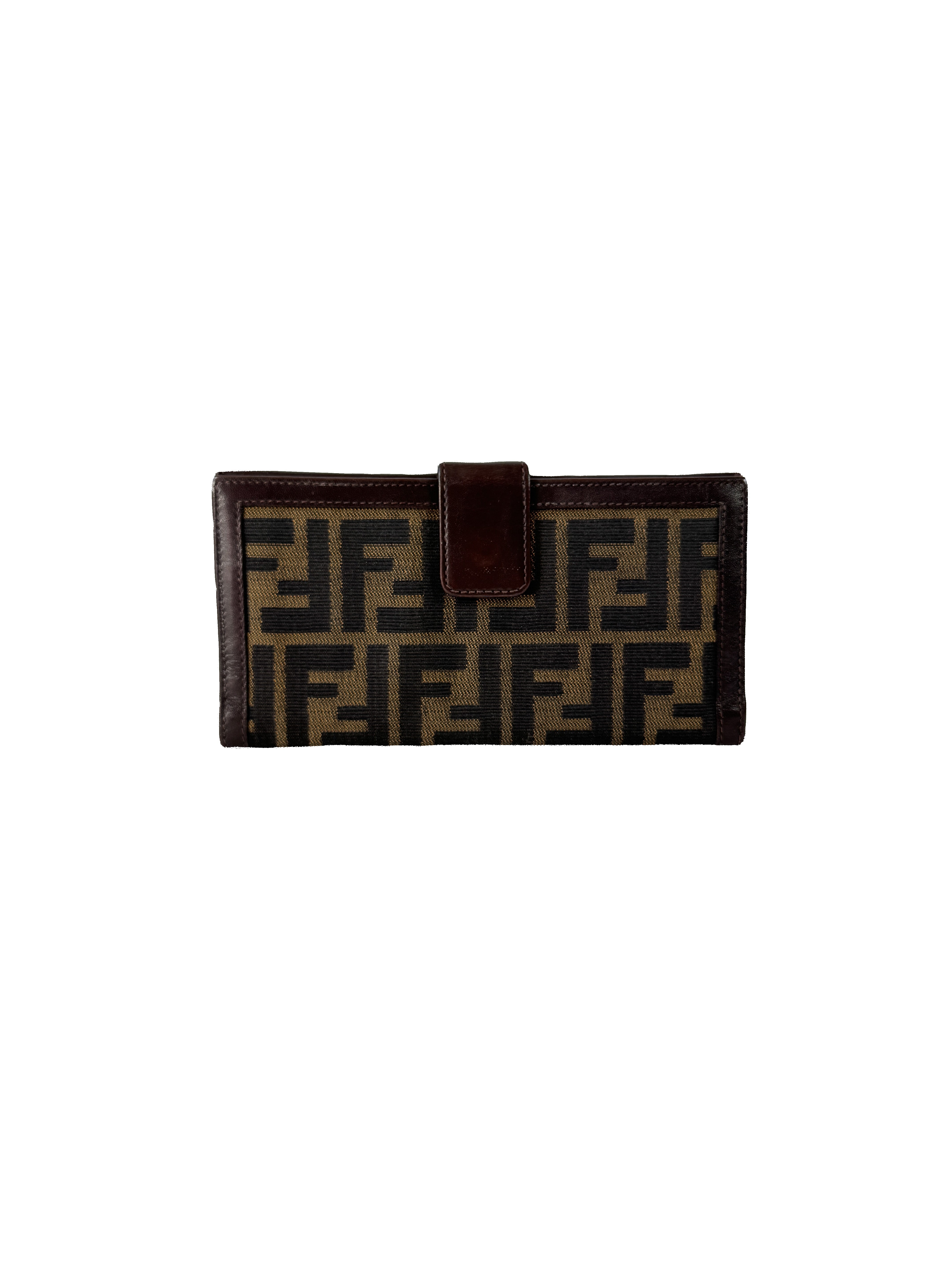 Fendi brown green Zucca print vintage wallet 2277-51339-009