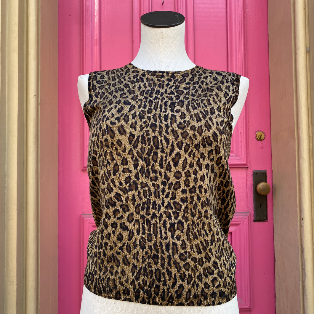 Lauren Ralph Lauren leopard print sweater tank size MP