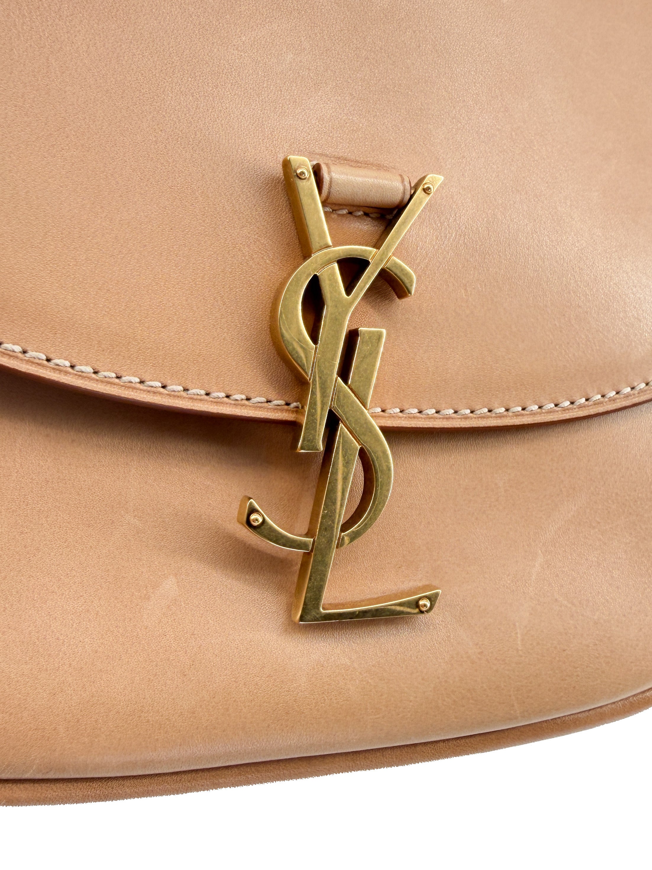 Saint Laurent Smooth Vintage Calfskin Small Kaia Satchel Brown Gold GLV6848180620