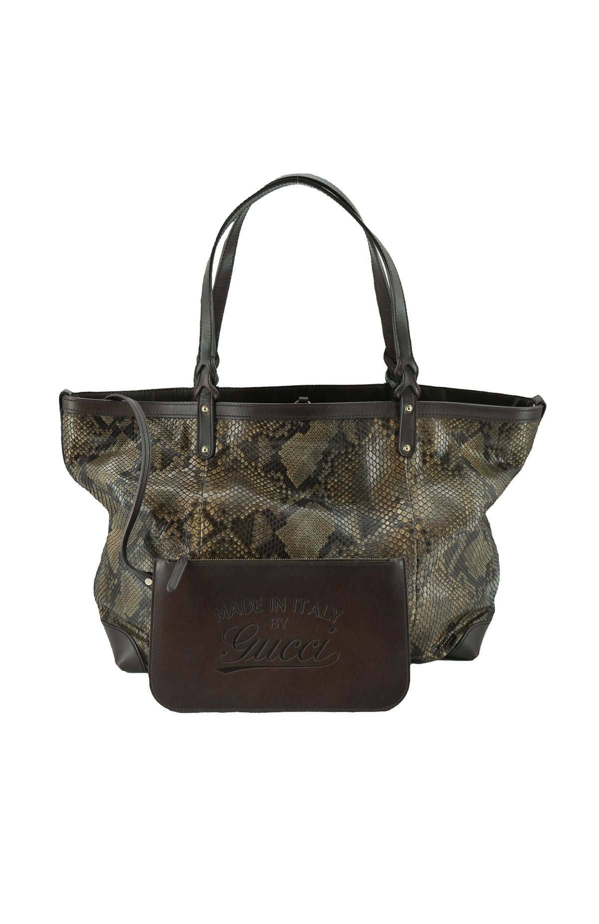 Gucci brown Python Craft tote 002123