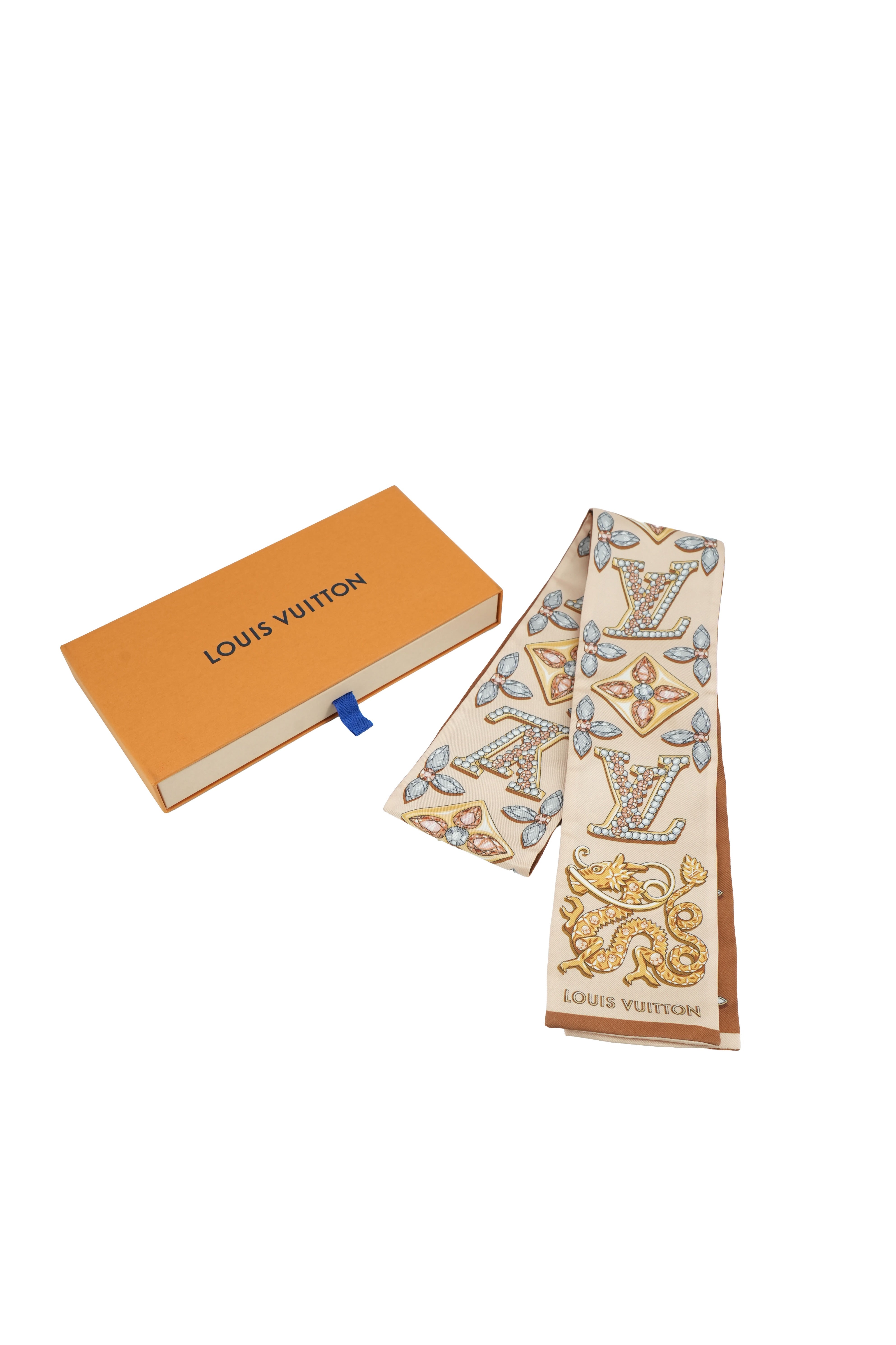 Louis Vuitton beige precious silk dragon bandeau CC4223