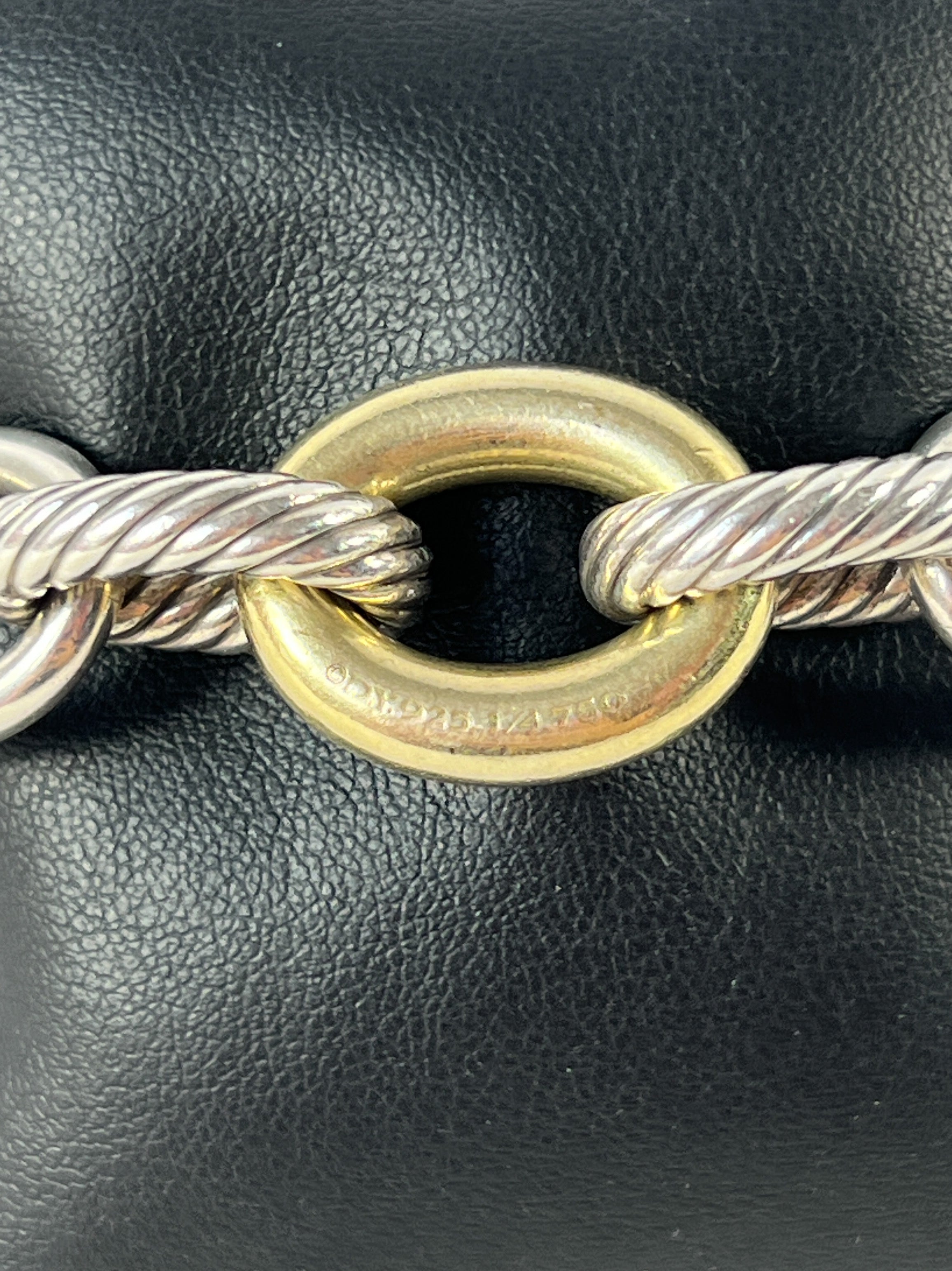 David Yurman sterling silver & gold oval link xl 17mm bracelet