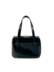 Gucci vintage navy leather box bag 0071