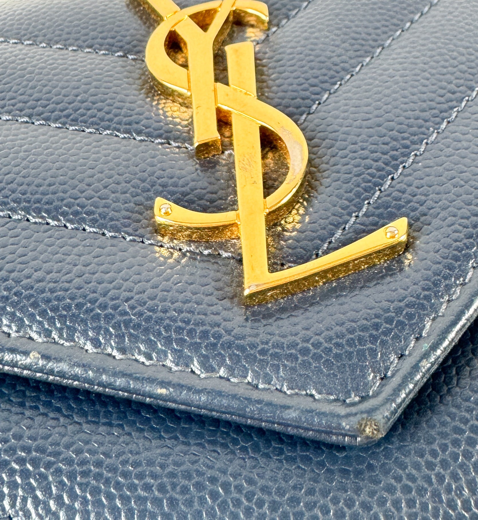 Saint Laurent navy Cassandre long wallet CFP3722640618