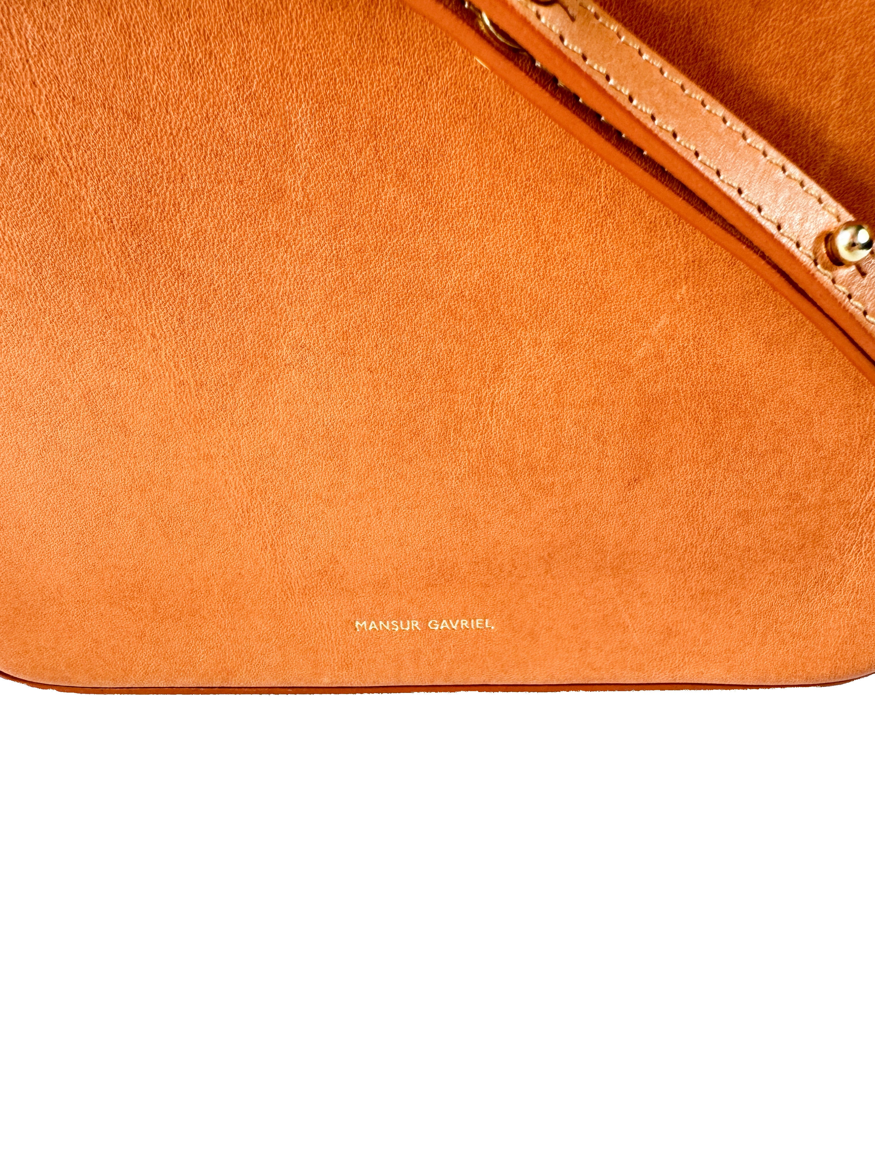 Mansur Gavriel brown leather double zip crossbody