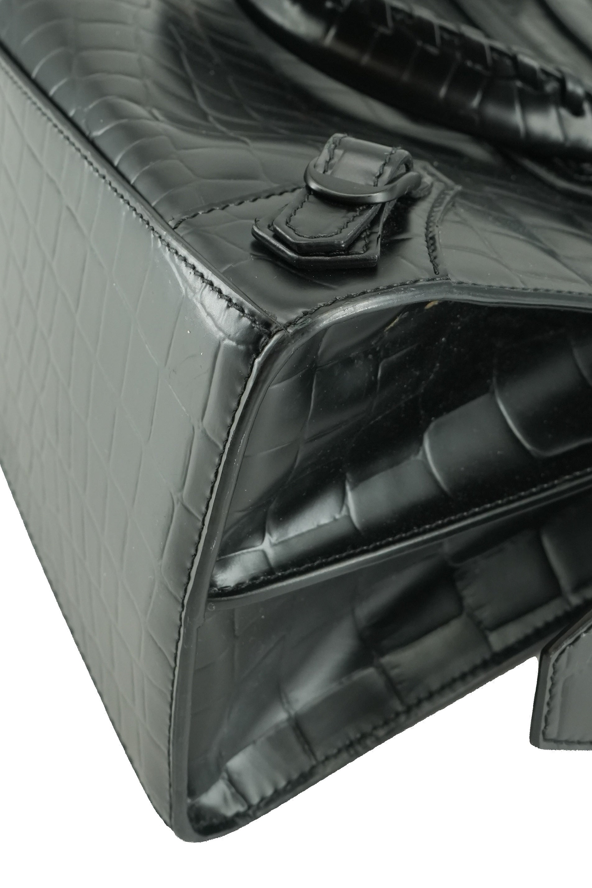 Balenciaga black croc embossed small Neo Classic City