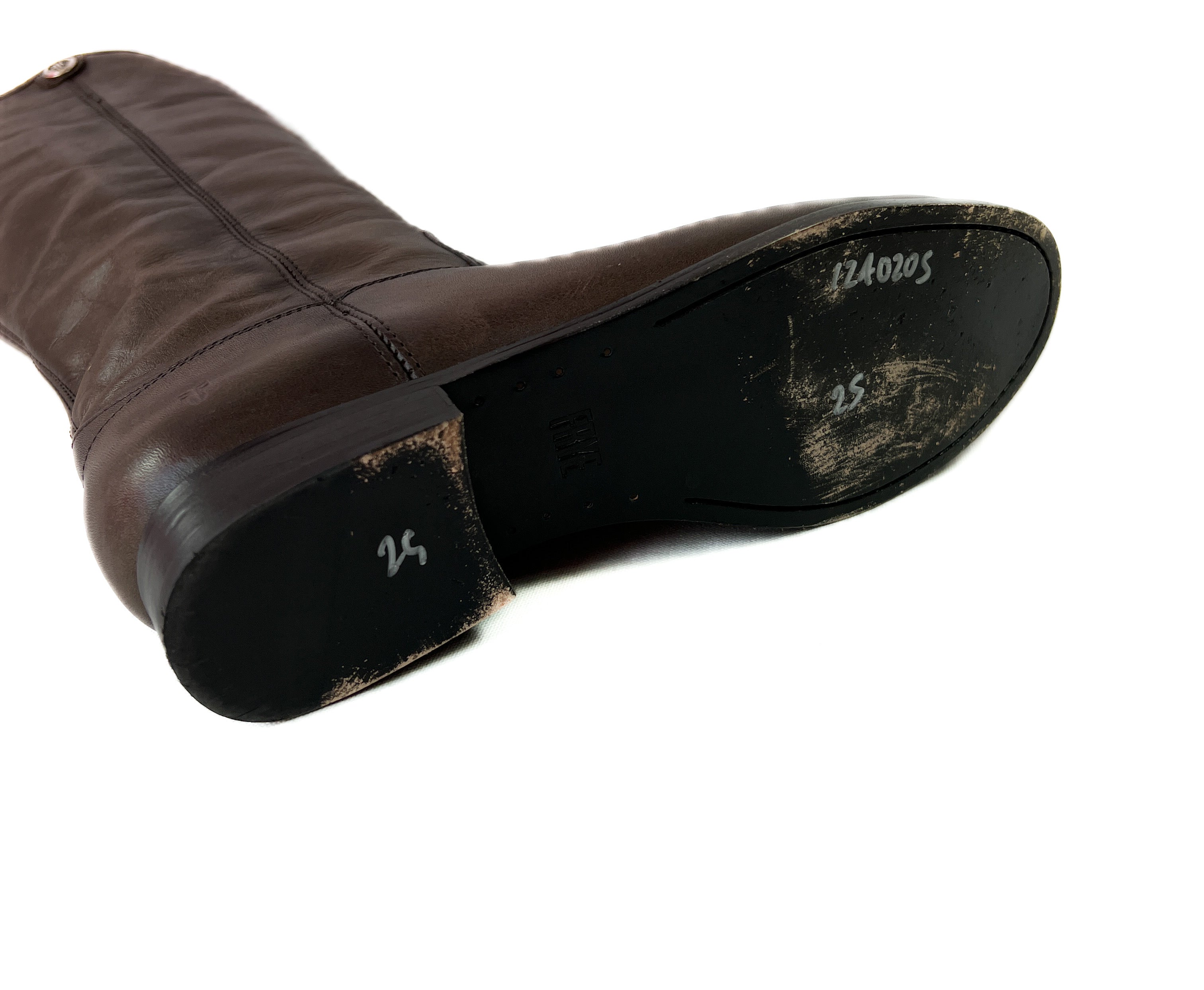 Frye dark taupe leather tall boots size 10