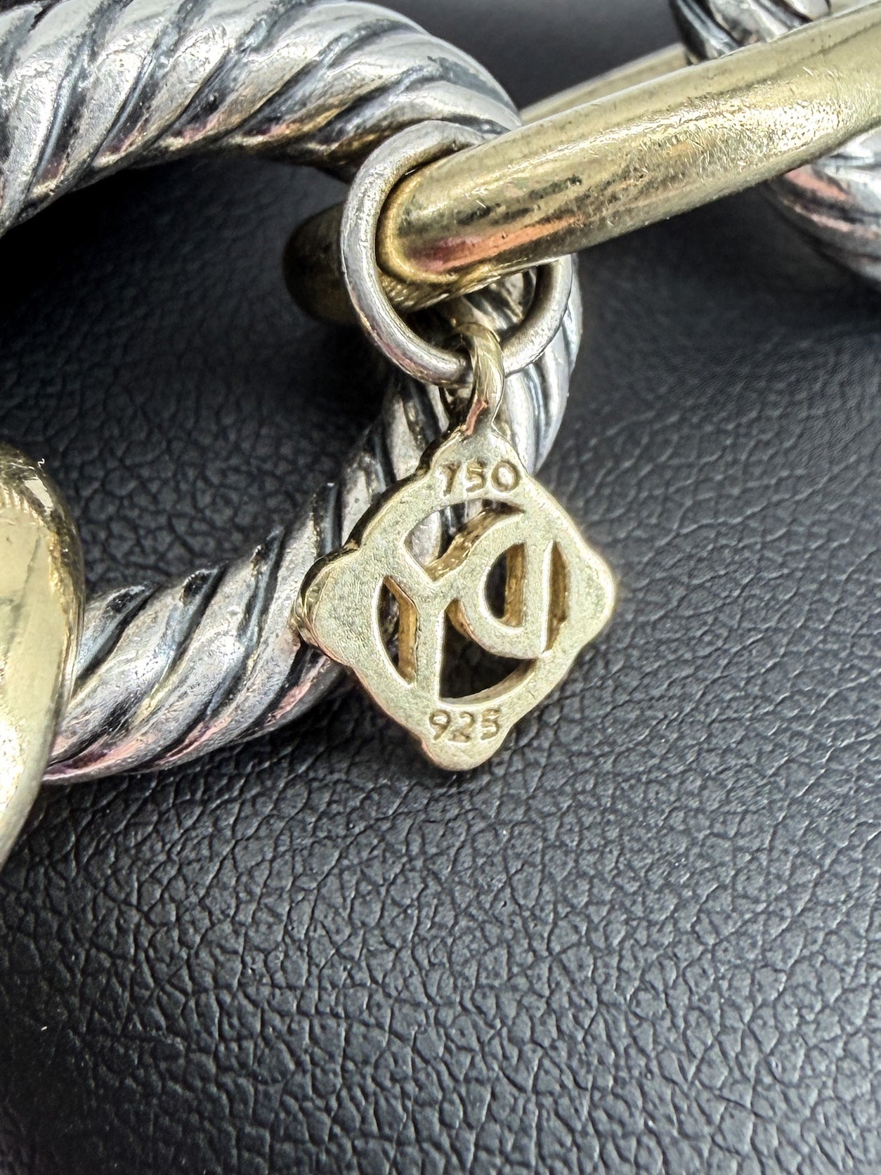 David Yurman sterling silver, yellow gold Oval link bracelet