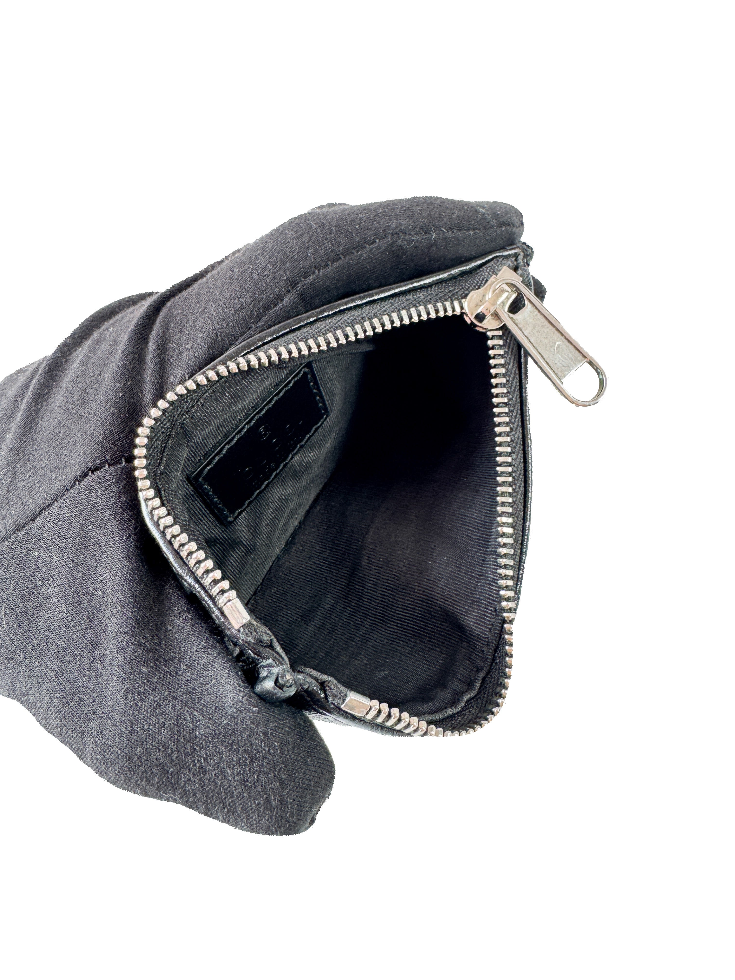 Gucci GG Supreme Monogram Azalea Calfskin Retro Interlocking G Coin Case Card Holder Black 697717.496085