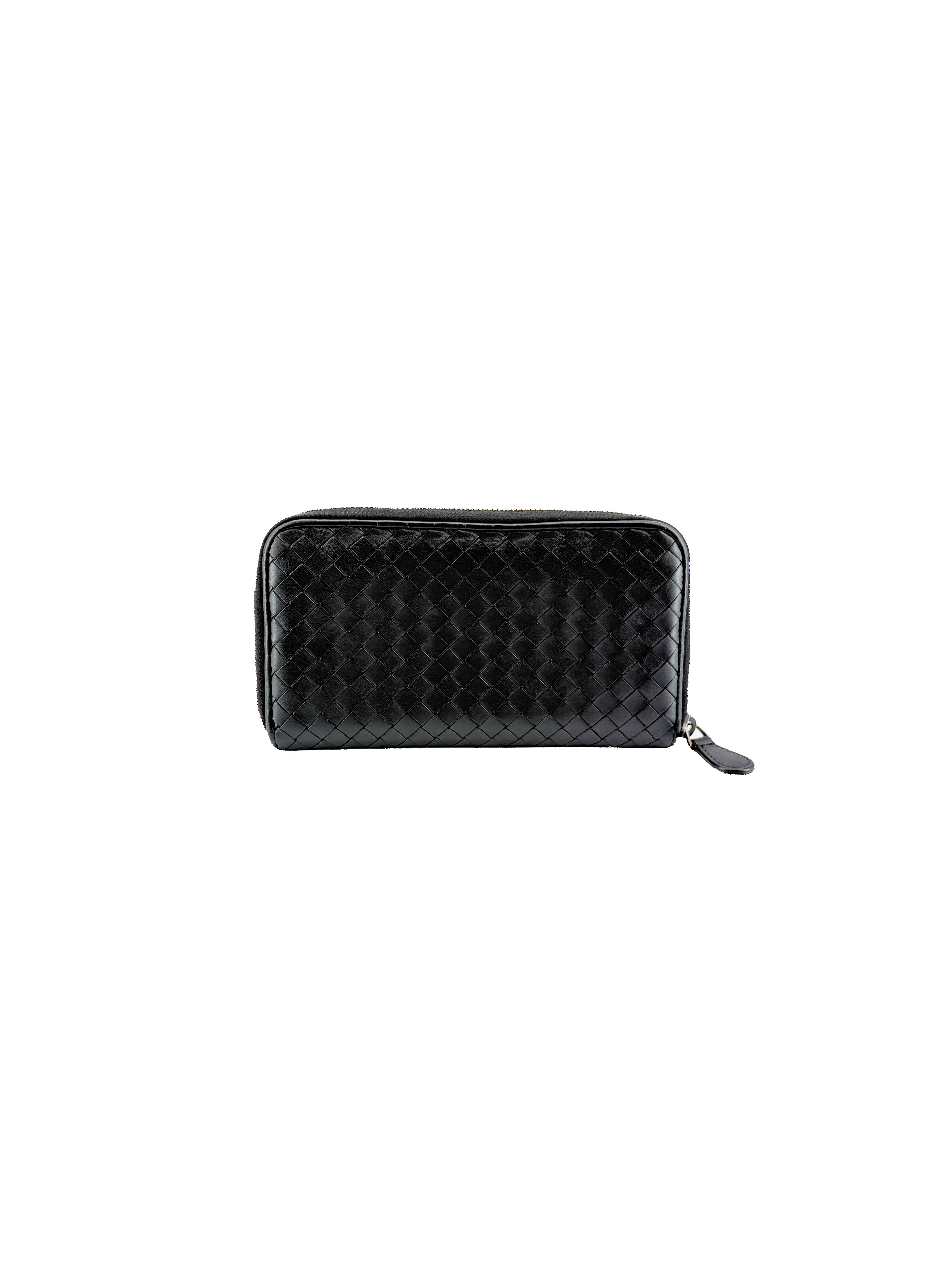 Bottega Veneta black Intrecciato zippy wallet B03196681G