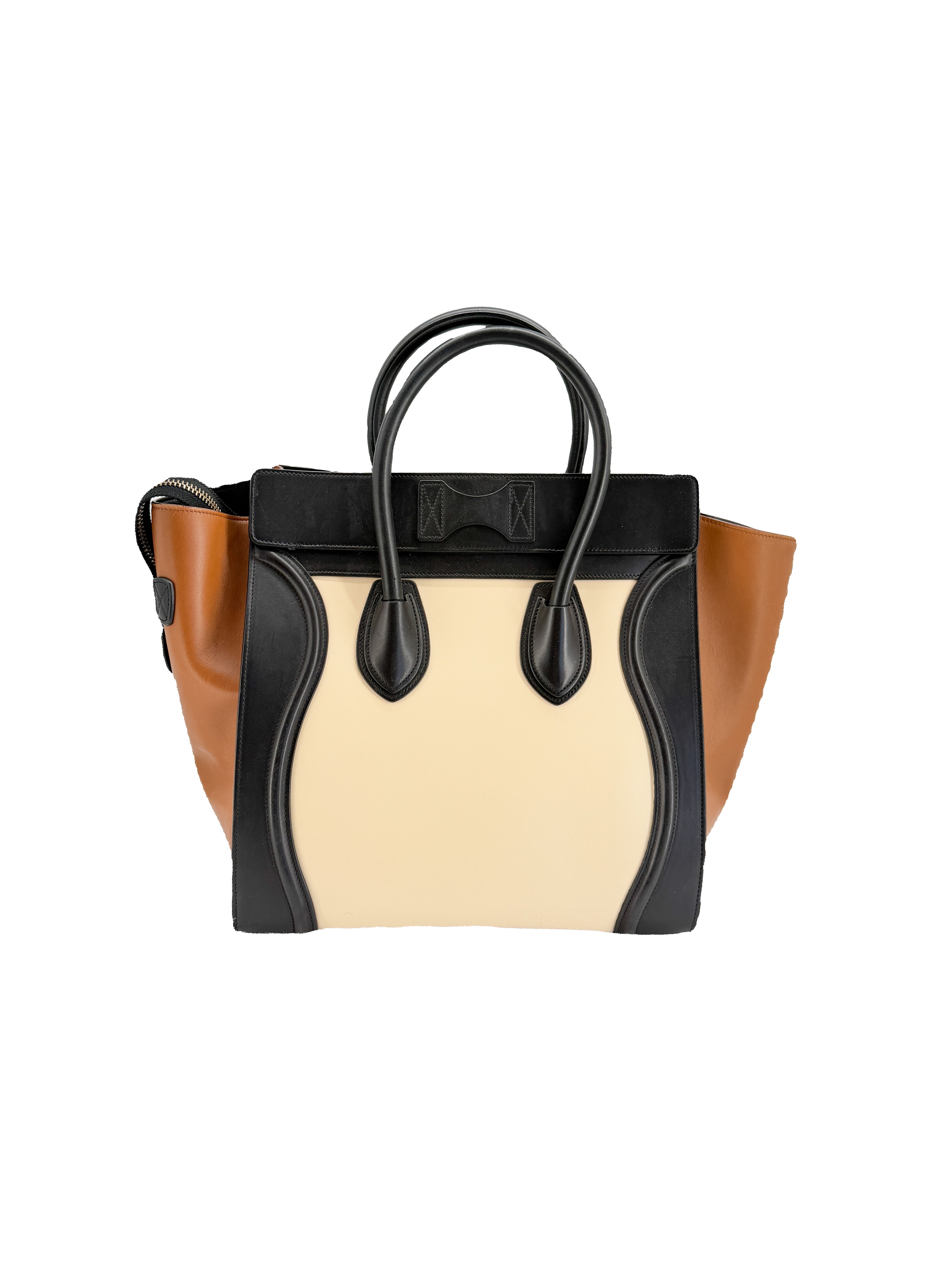 Celine tricolor cream, black, brown luggage mini F-CU-0144
