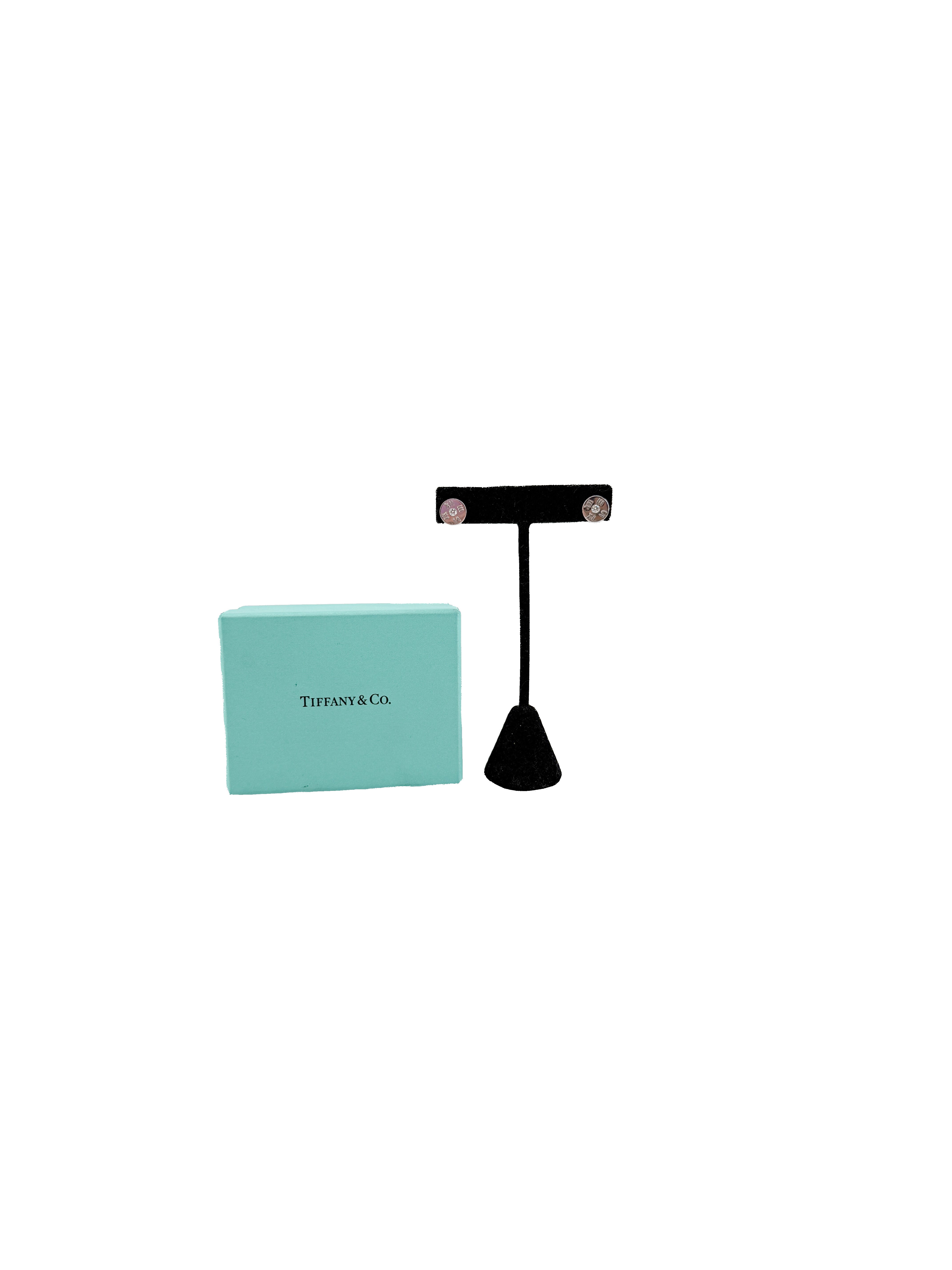 Tiffany & Co white gold diamond Atlas earrings