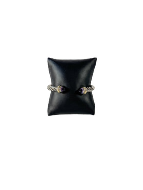 David Yurman sterling silver, 14K gold, amethyst 7MM cable classic bracelet