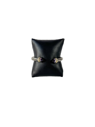 David Yurman sterling silver, 14K gold, amethyst 7MM cable classic bracelet