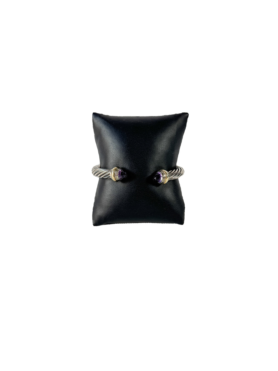 David Yurman sterling silver, 14K gold, amethyst 7MM cable classic bracelet
